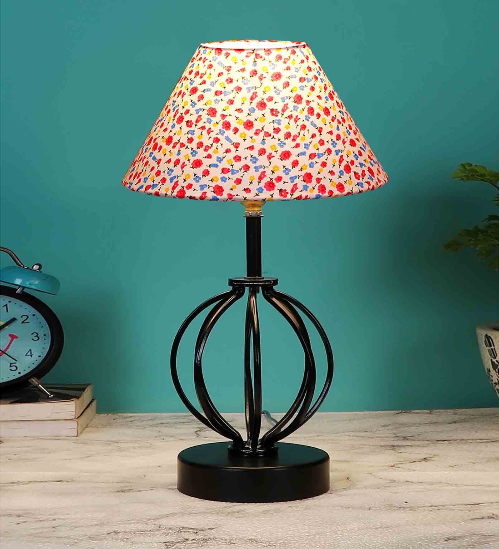 Multicolour Shade Table Lamp With Shade Table Lamp With Iron Base