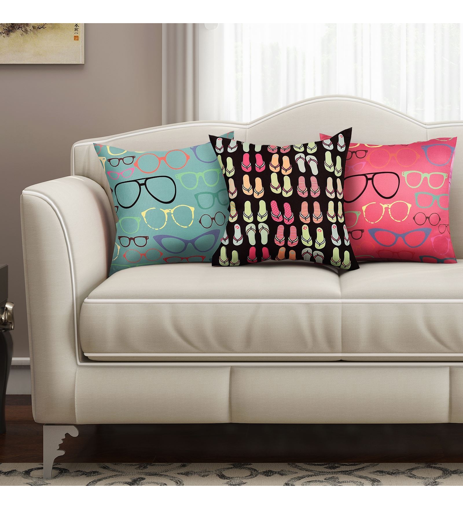 Pink Traditional Silk 16 x 16 Inches Cushion Covers (Set of 3)