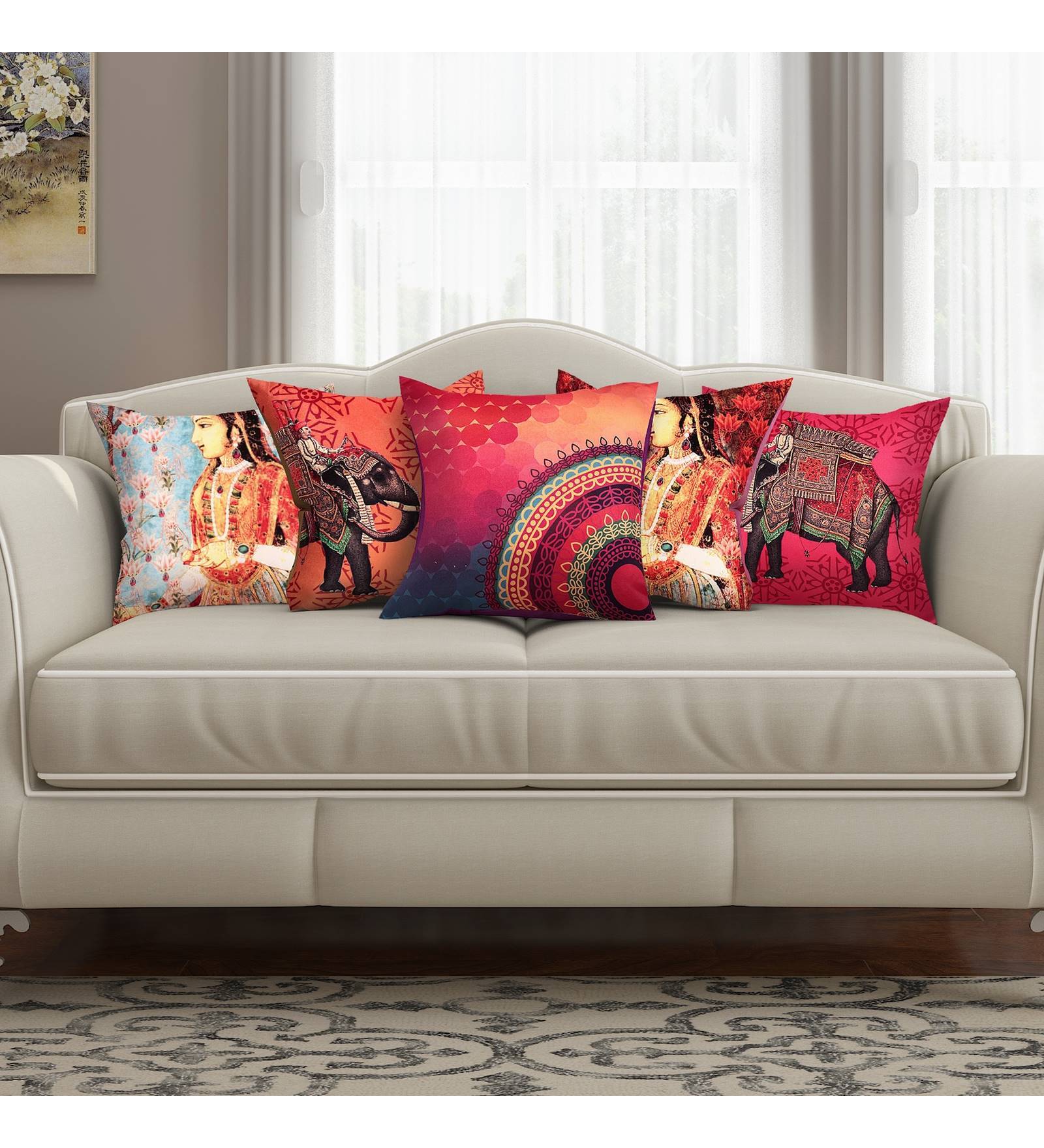 Buy Pink Traditional Silk 16 x 16 Inches Cushion Covers (Set of 5) at 71 OFF by SEJ By Nisha