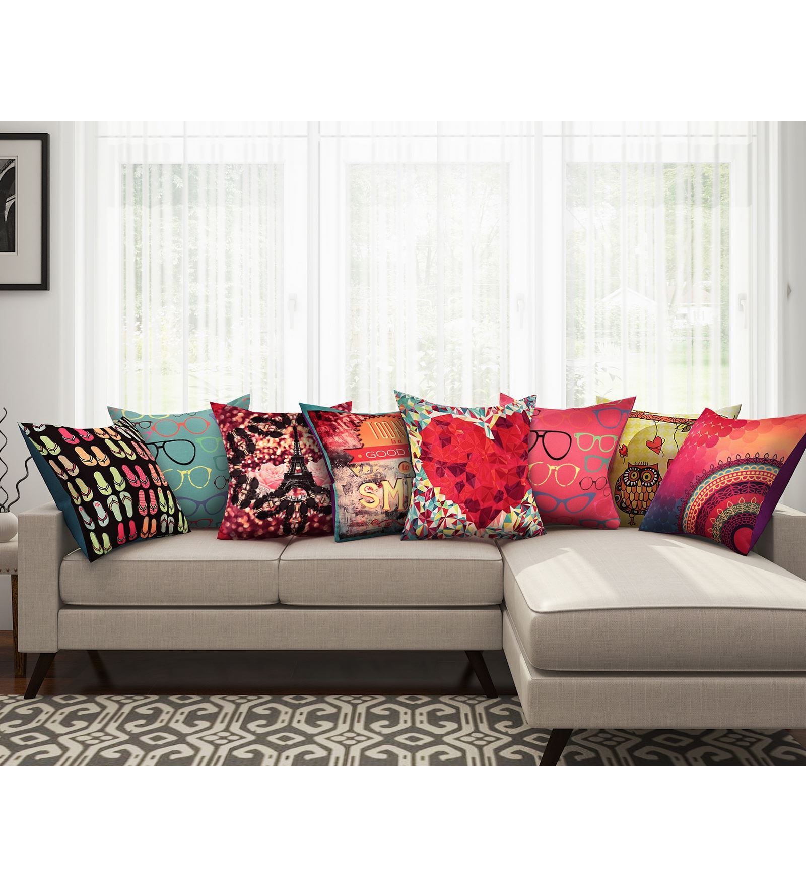 Pink Traditional Silk 16 x 16 Inches Cushion Covers (Set of 8)