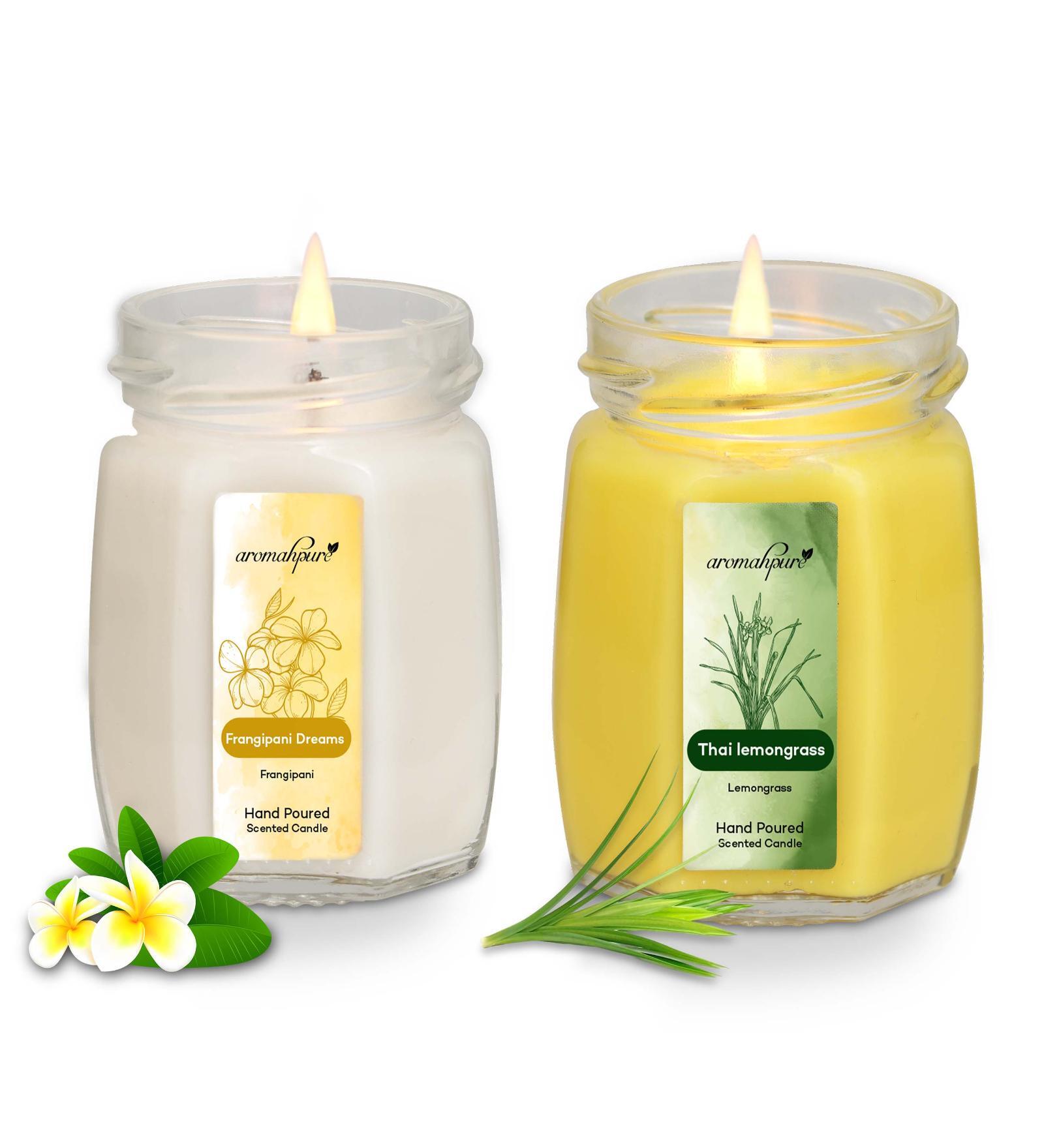 Earth Scent & Lemon Aroma White & Yellow Soy Wax (Set of 2) Scented Candles