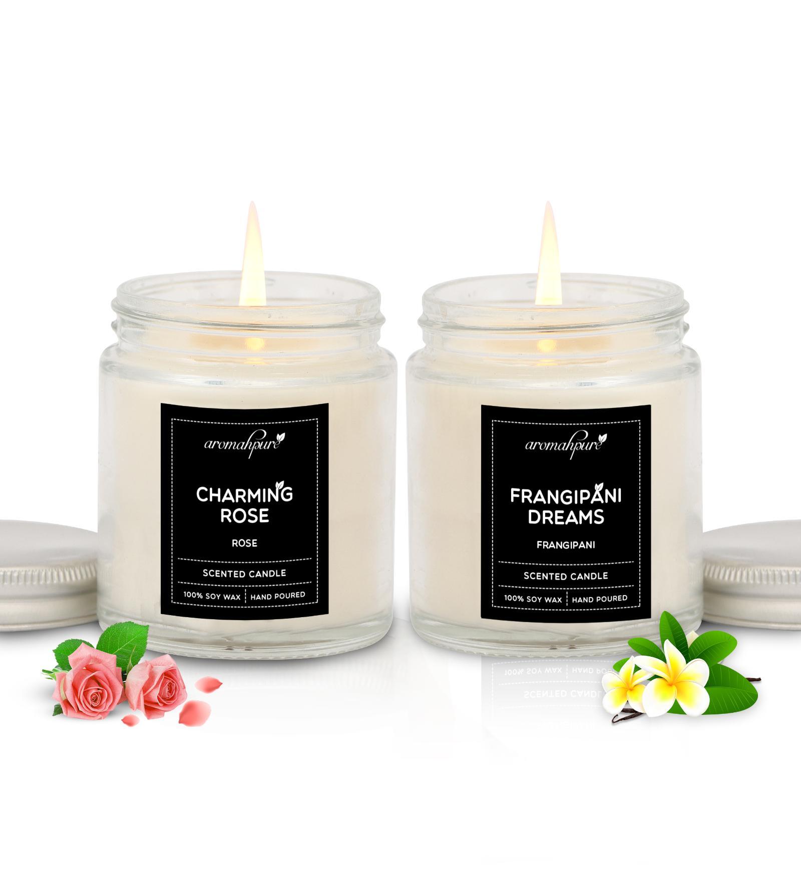 Rose & Earth Aroma White Soy Wax (Set of 2) Scented Candles