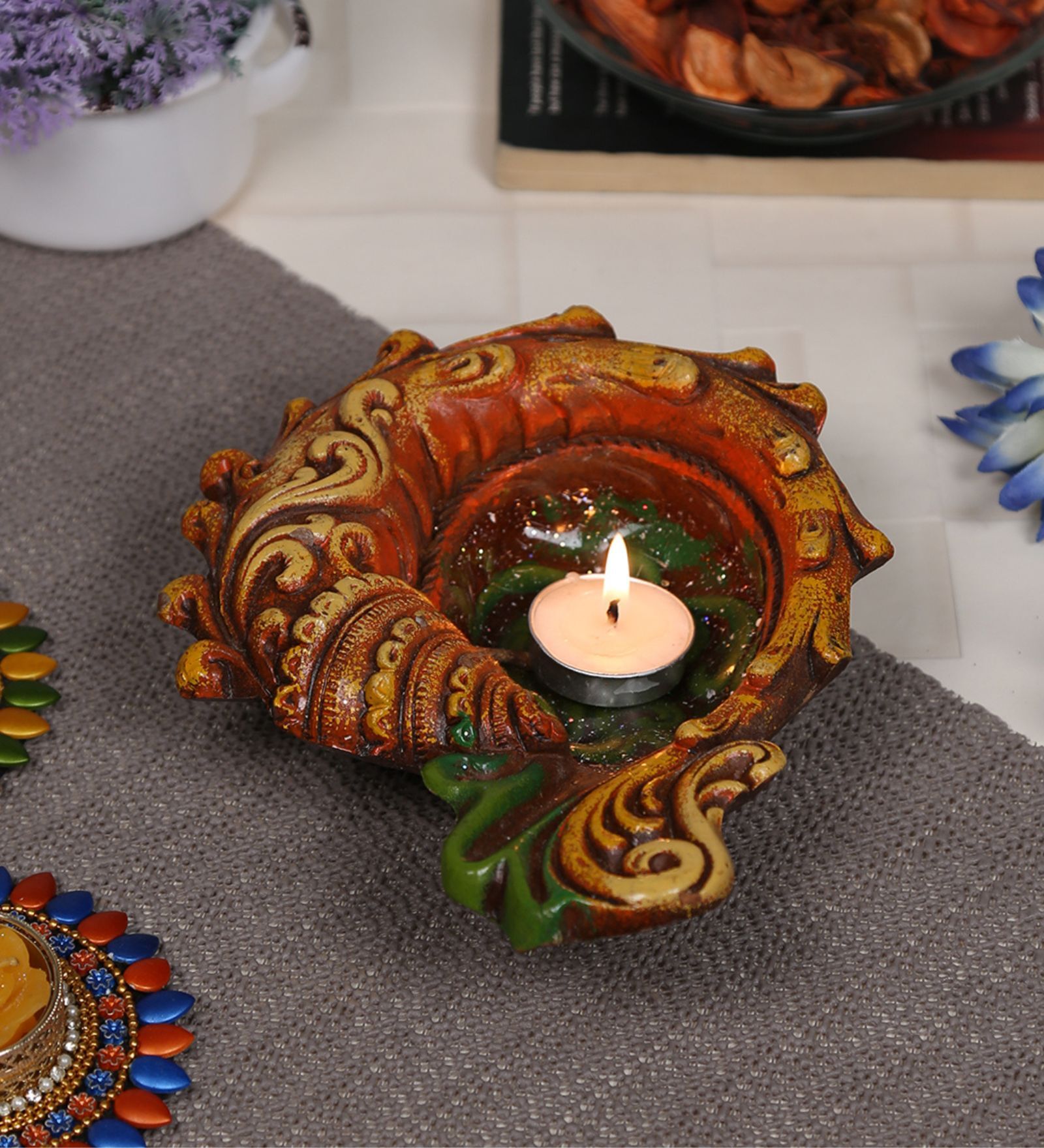 Multicolour Terracotta Diya