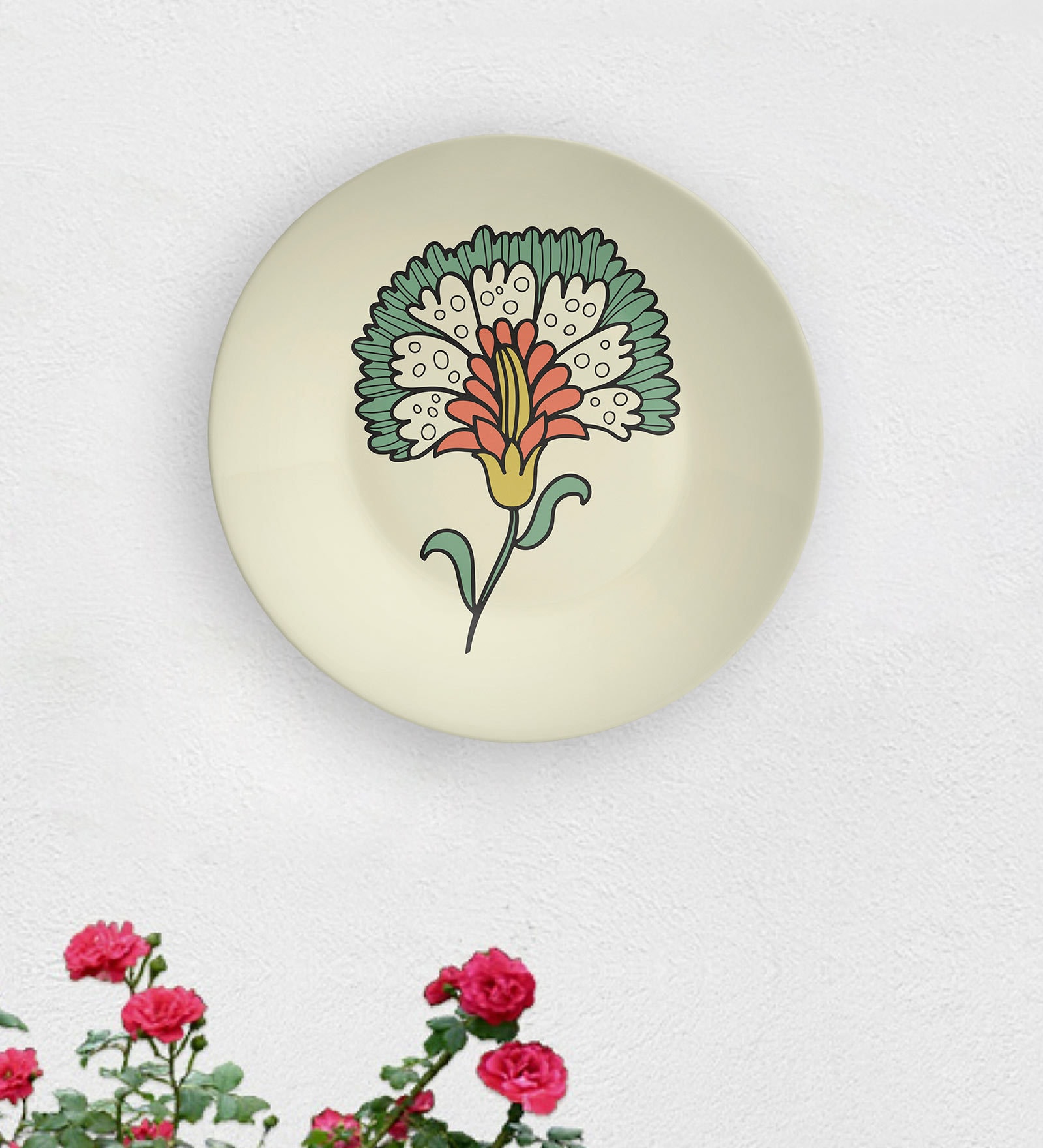 Multicolour Vintage American Flower Spot Decorative Wall Plate