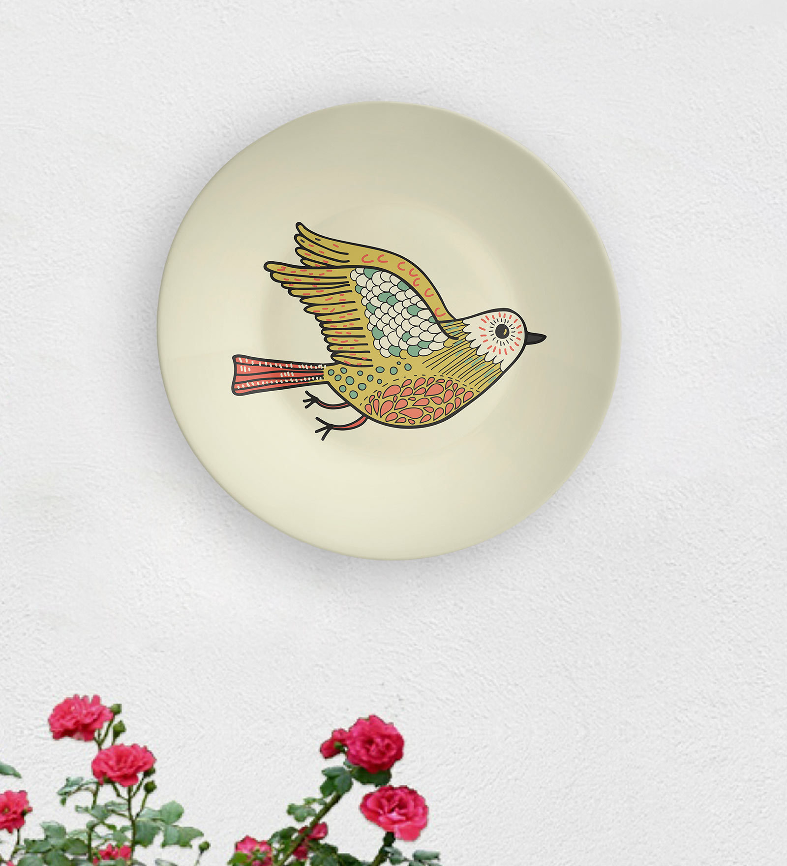 Multicolour Vintage American Sparrow Decorative Wall Plate