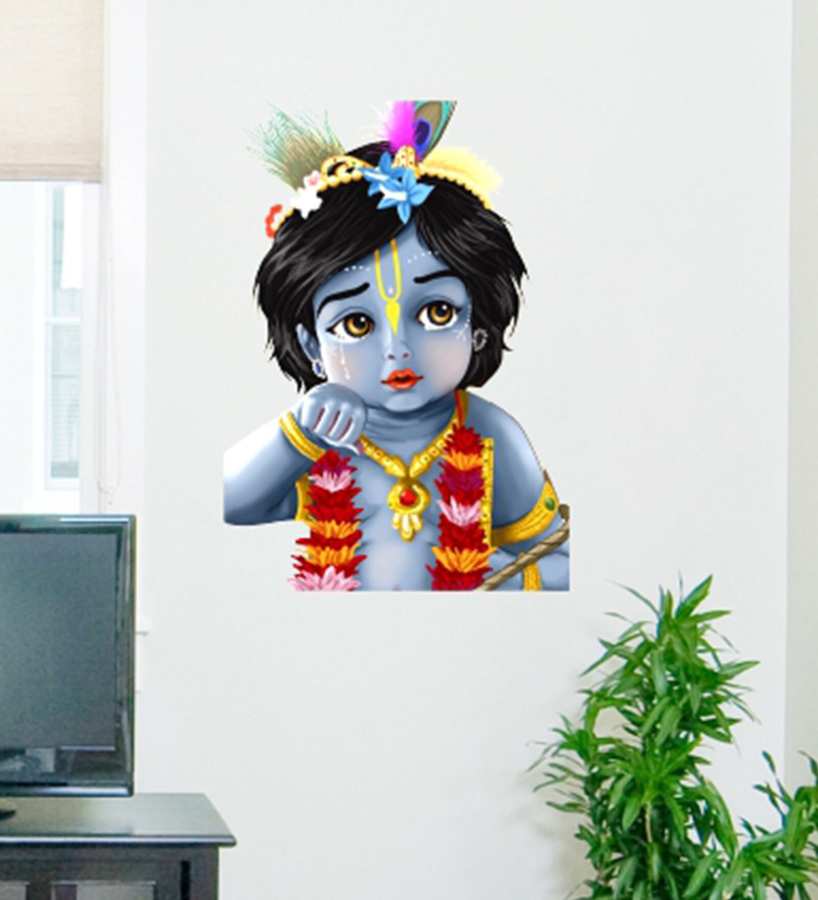 Buy Multicolour Vinyl Krishna God Bal Krishna Wall Sticker By Wall Attraction Online Spiritual