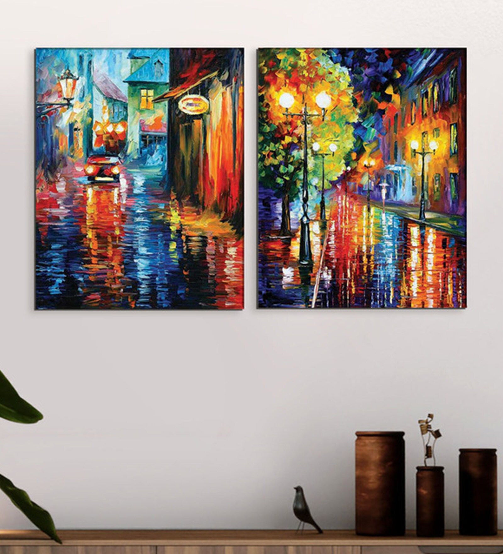 Buy Multicolour Wood & Canvas Transport Art Prints Set Of 2 By Art