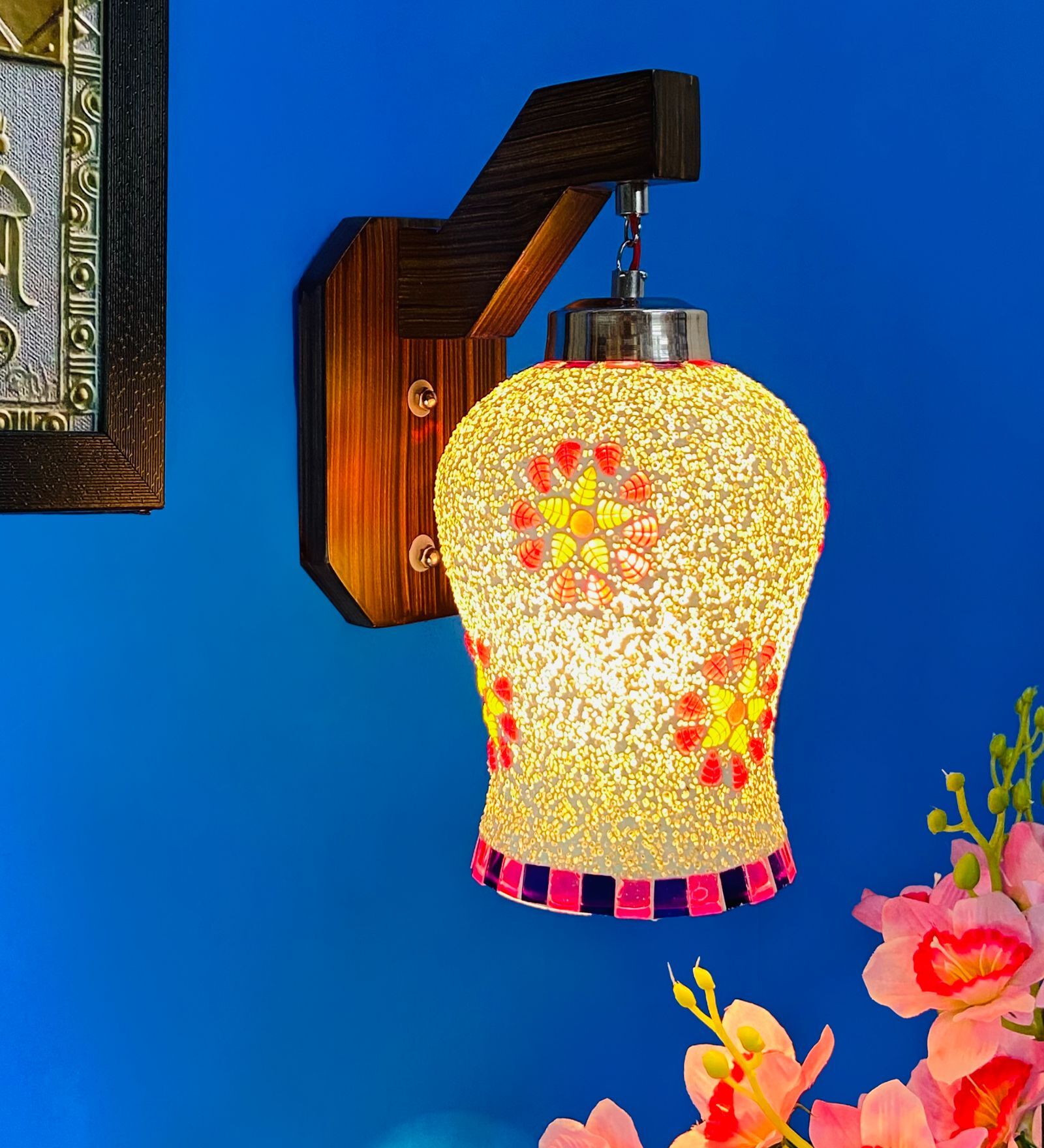 Multicolour Wooden Novelty Wall Light (Brown)