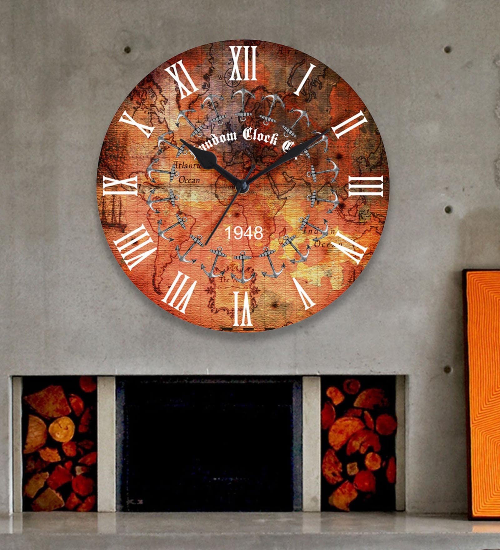 Multicolor Engineered Wood Analog Wall Clock
