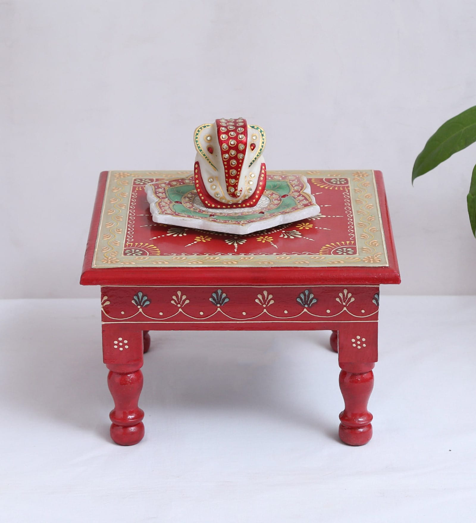 Multicolour Wood and Mdf Painted Chowkies