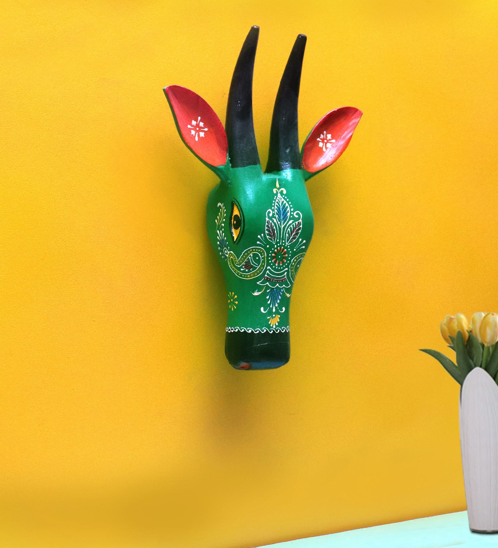 Multicolour Wooden Harwin Wall Decor Faux Animal Bust