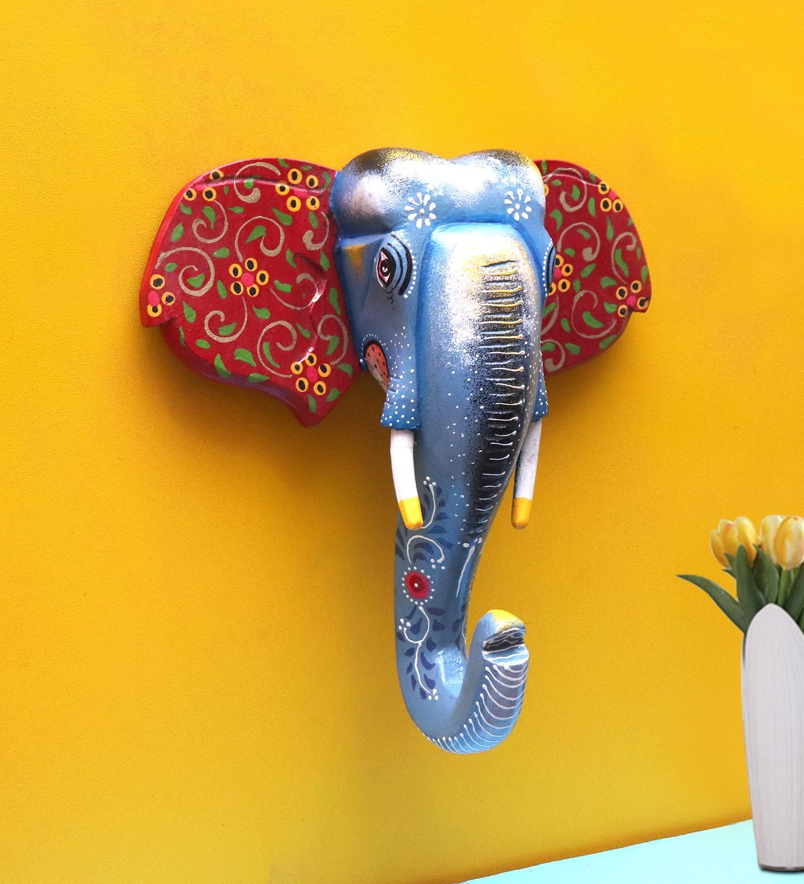 Multicolour Wooden Mystic Wall Decor Faux Animal Bust