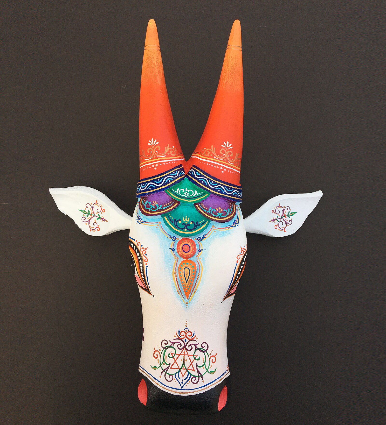 Multicolour Handmade & Handpainted Wooden Cow Head