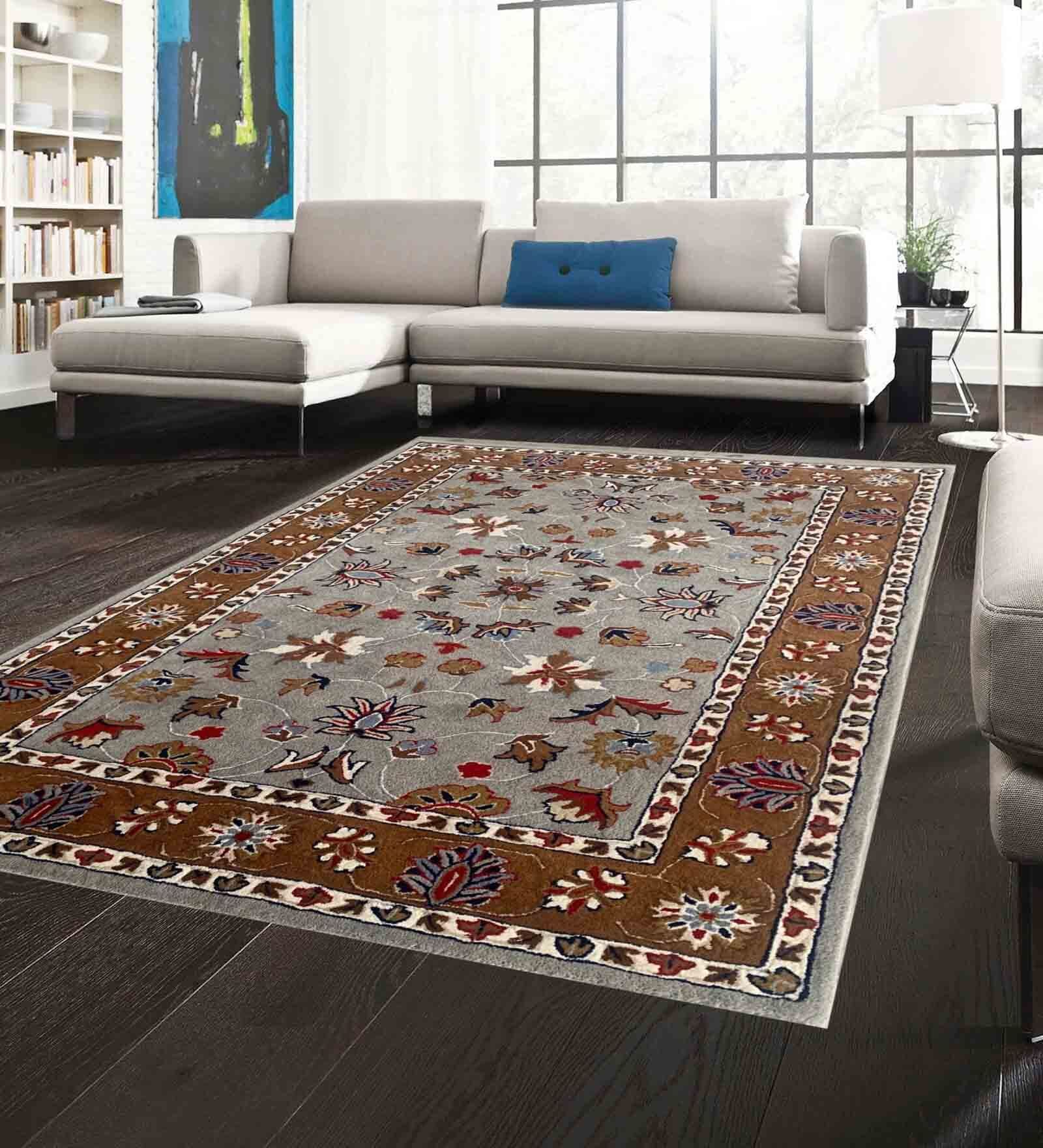 Brown Persian Wool 6 ft x 9 ft Hand Woven Carpet
