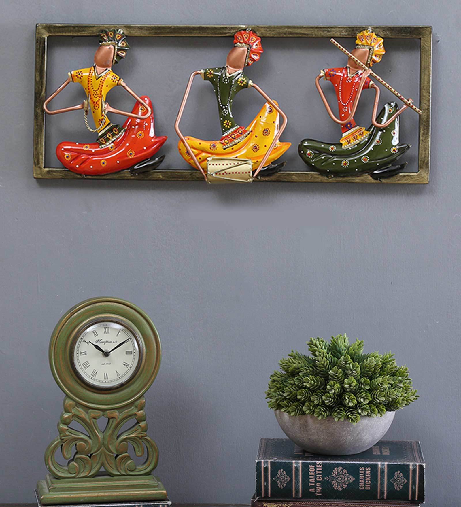 Wrought Iron Musician Group Wall Art In Multicolour