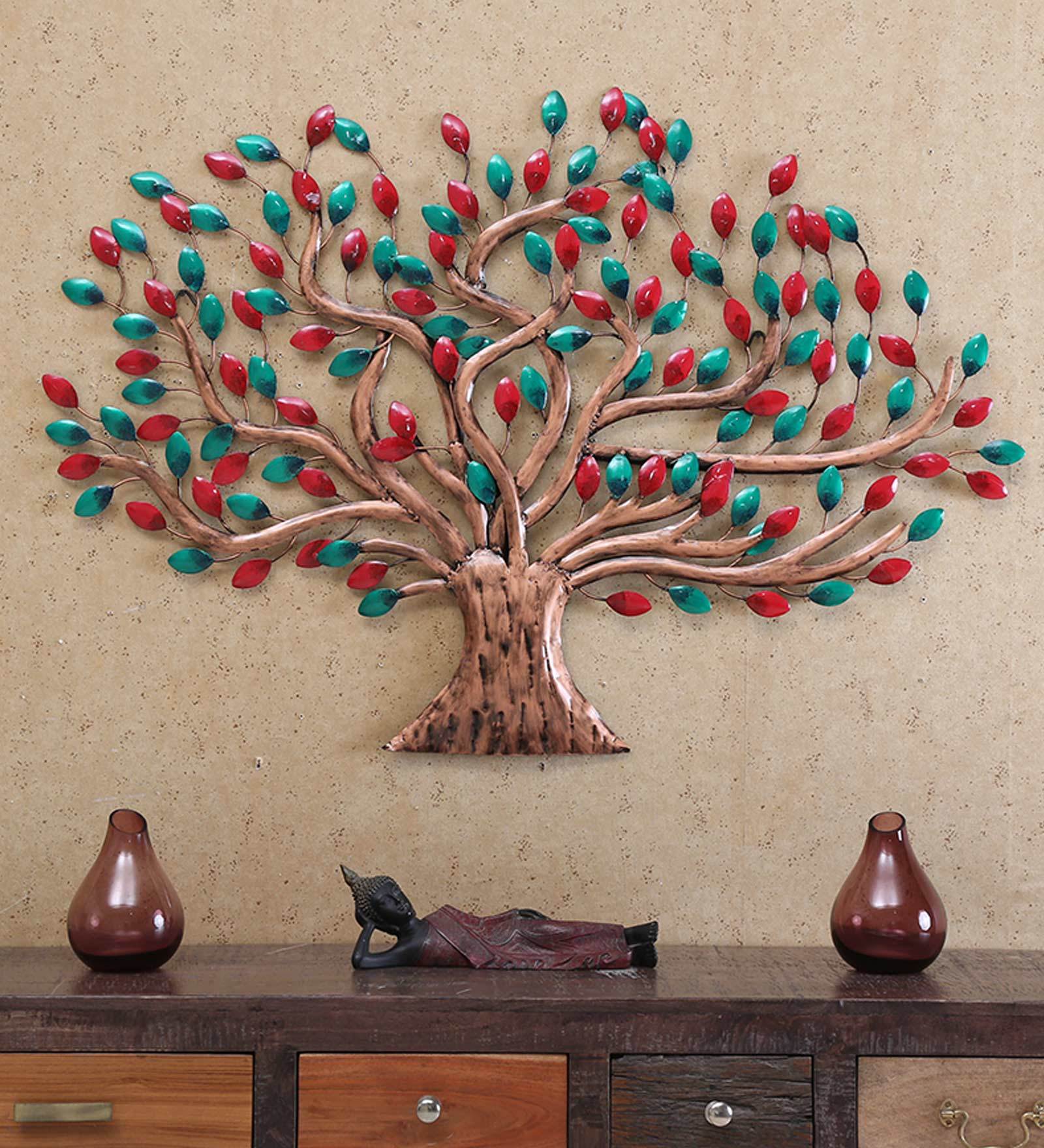 Wrought Iron Decorative Tree Wall Art In Multicolour