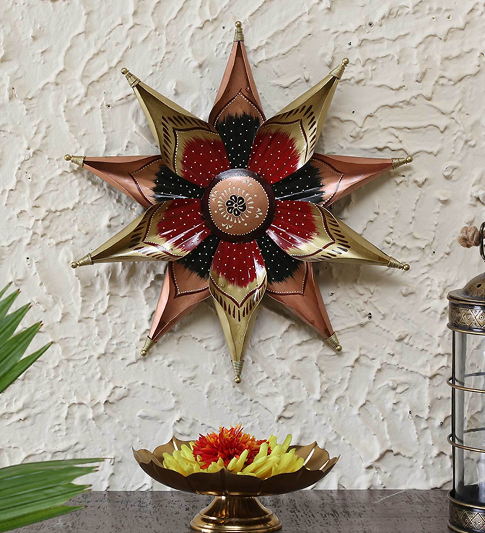 Wrought Iron Decorative Flower Wall Art In Multicolour