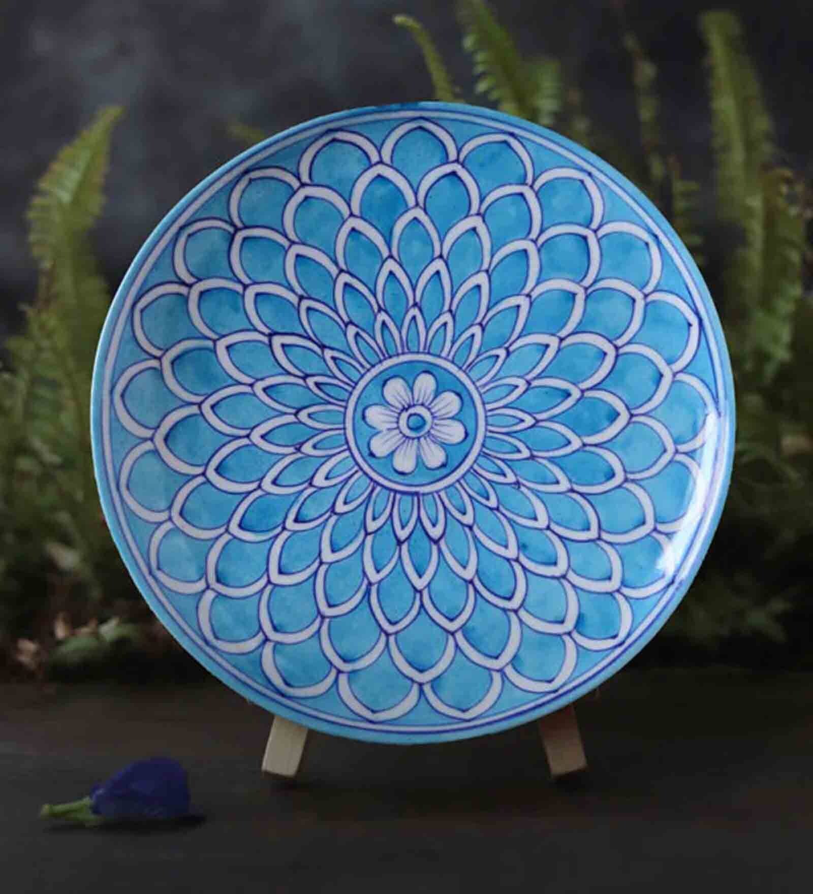 Blue And Ventus White Blue Pottery Ceramic Wall Plate
