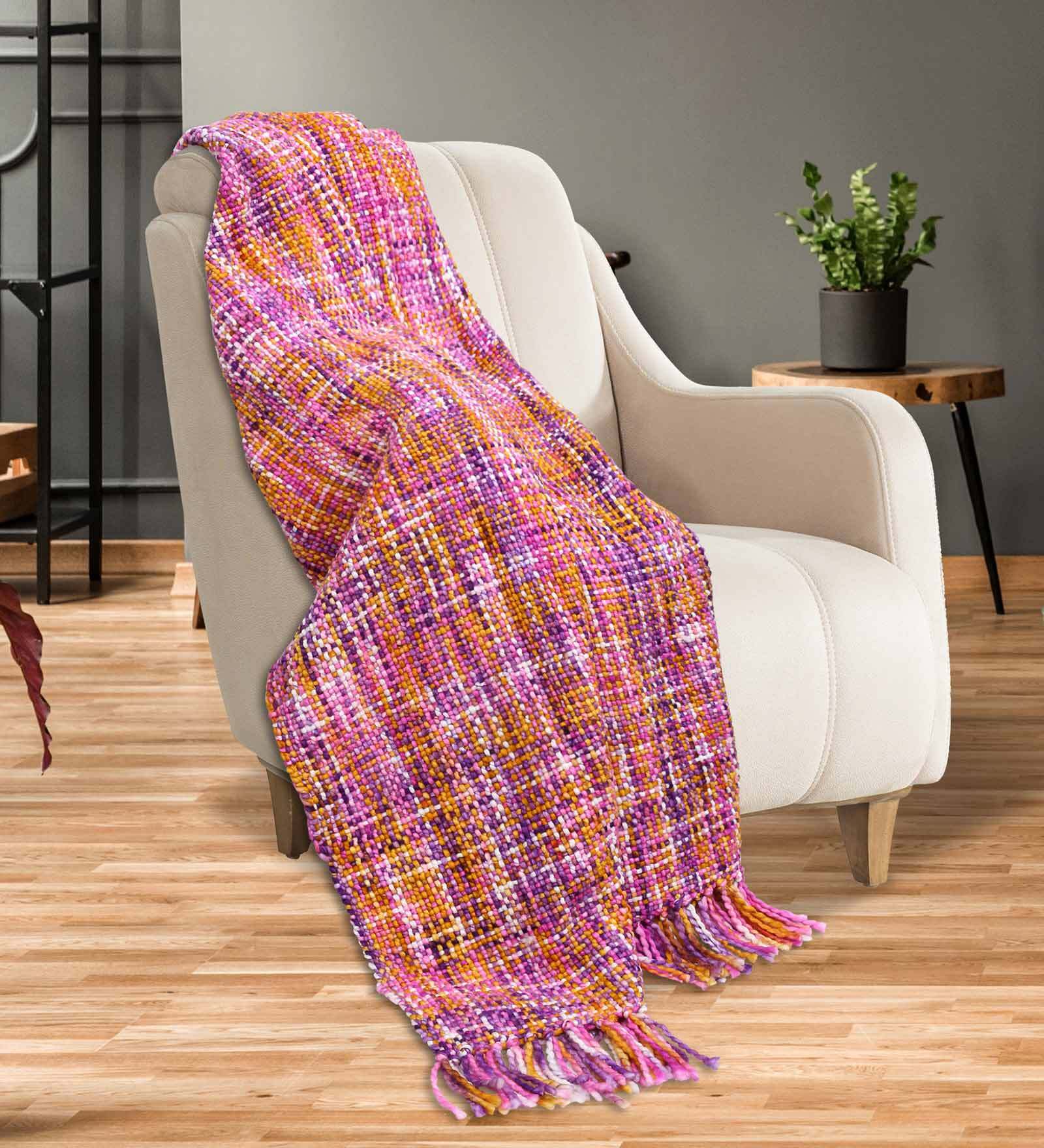 Multicolour Burgundy Move Shades Cotton 67x51 Inches Premium Throw