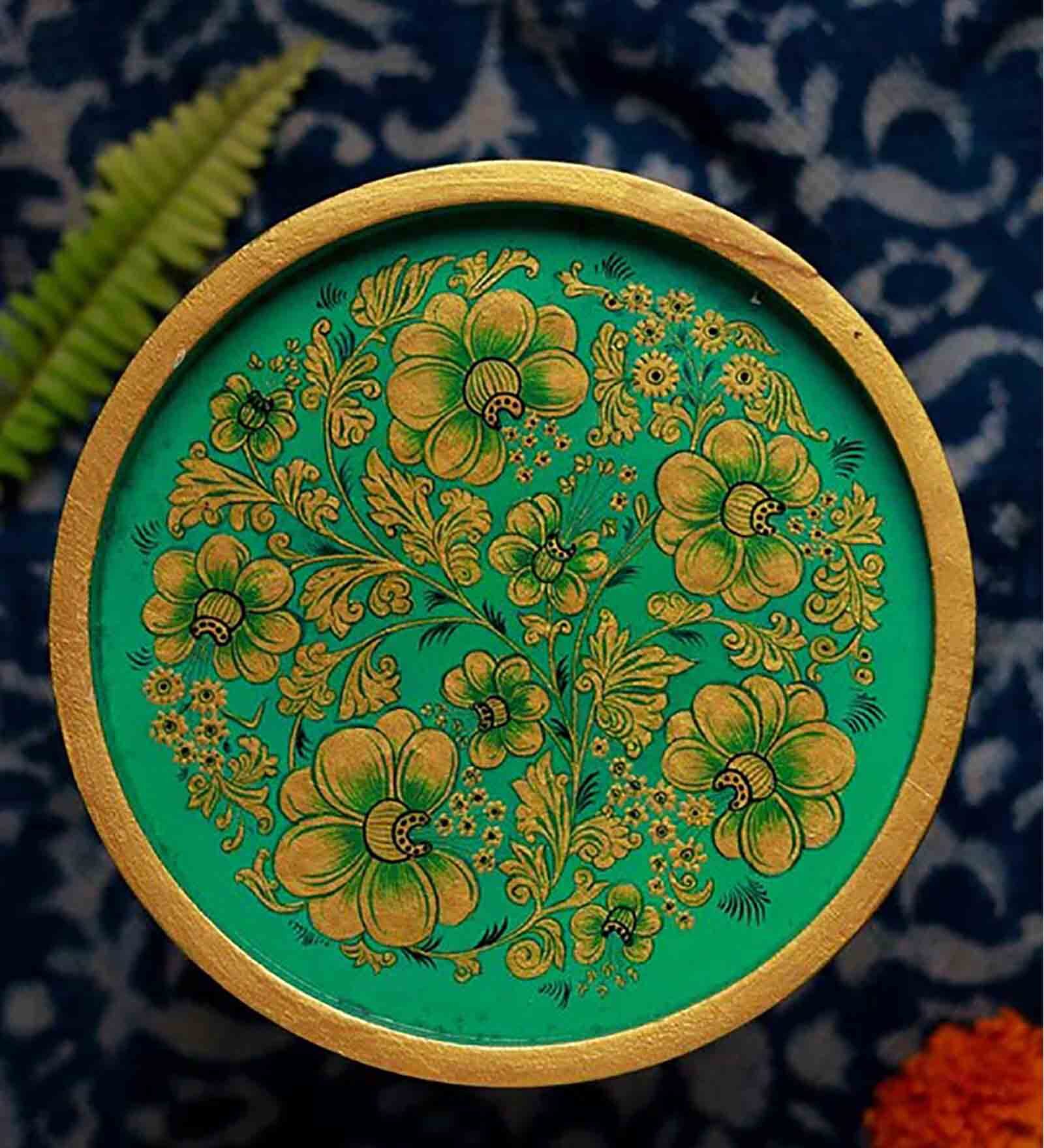Multicoloured Handpainted Manila Mdf Mughal Floral Wall Plate