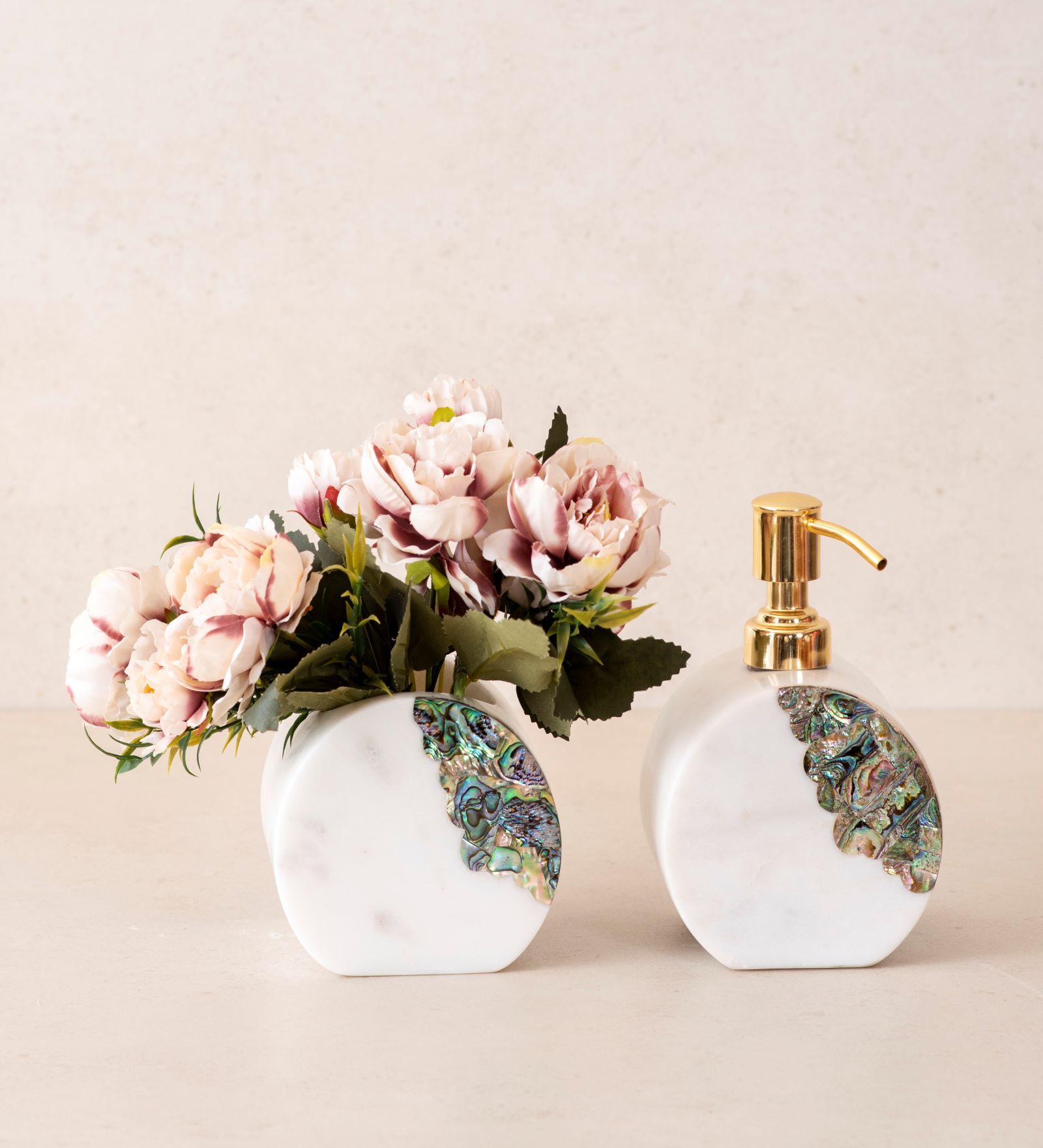 Multicoloured Marble Abalone Shell Bathroom set of 2