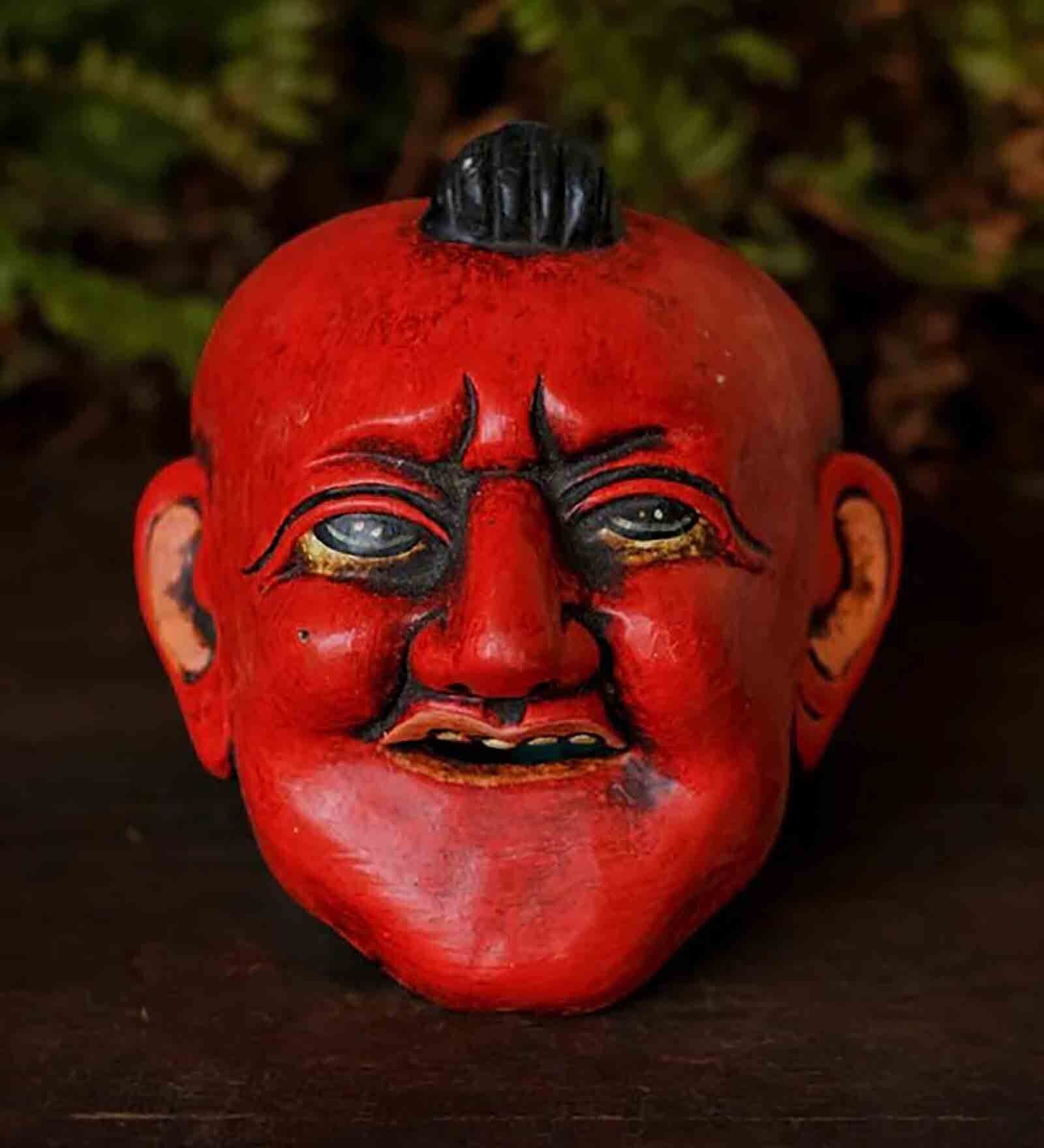 Red Wooden Spatial Himalayan Wall Mask