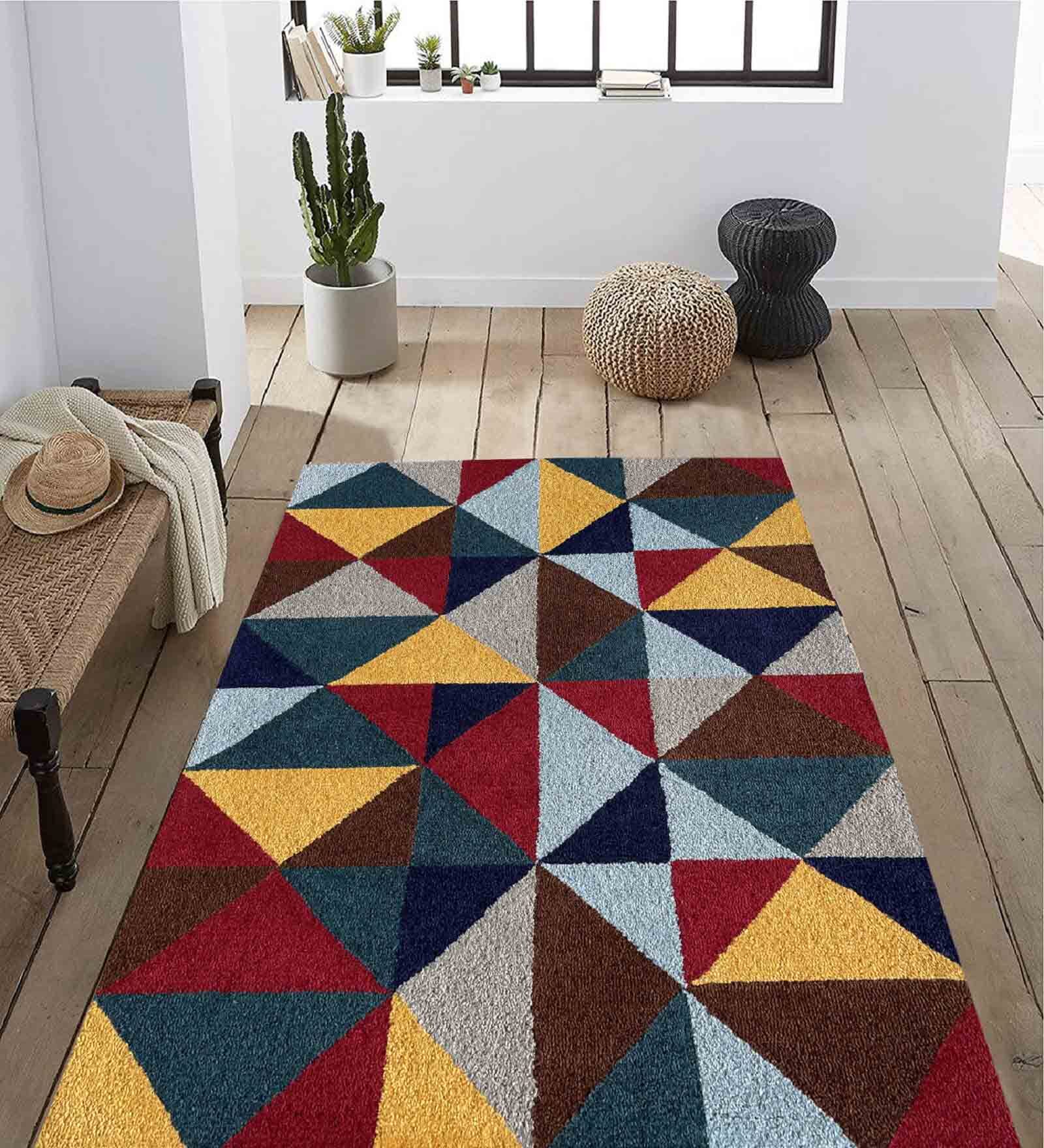 Multicolur Wool Geometrical 4 x 6 Feet Hand Tufted Carpet Hand Tufted Carpet