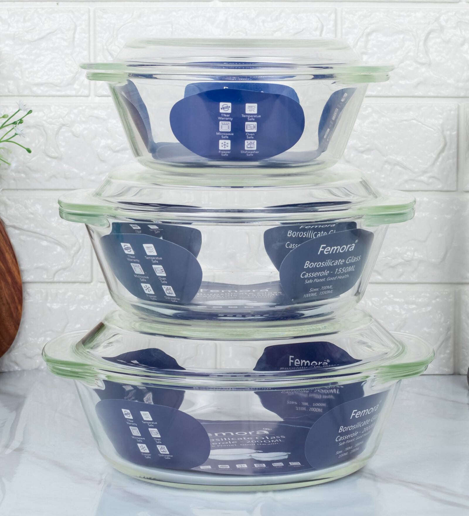 Multipurpose Borosilicate Glass Casserole (Set of 3)