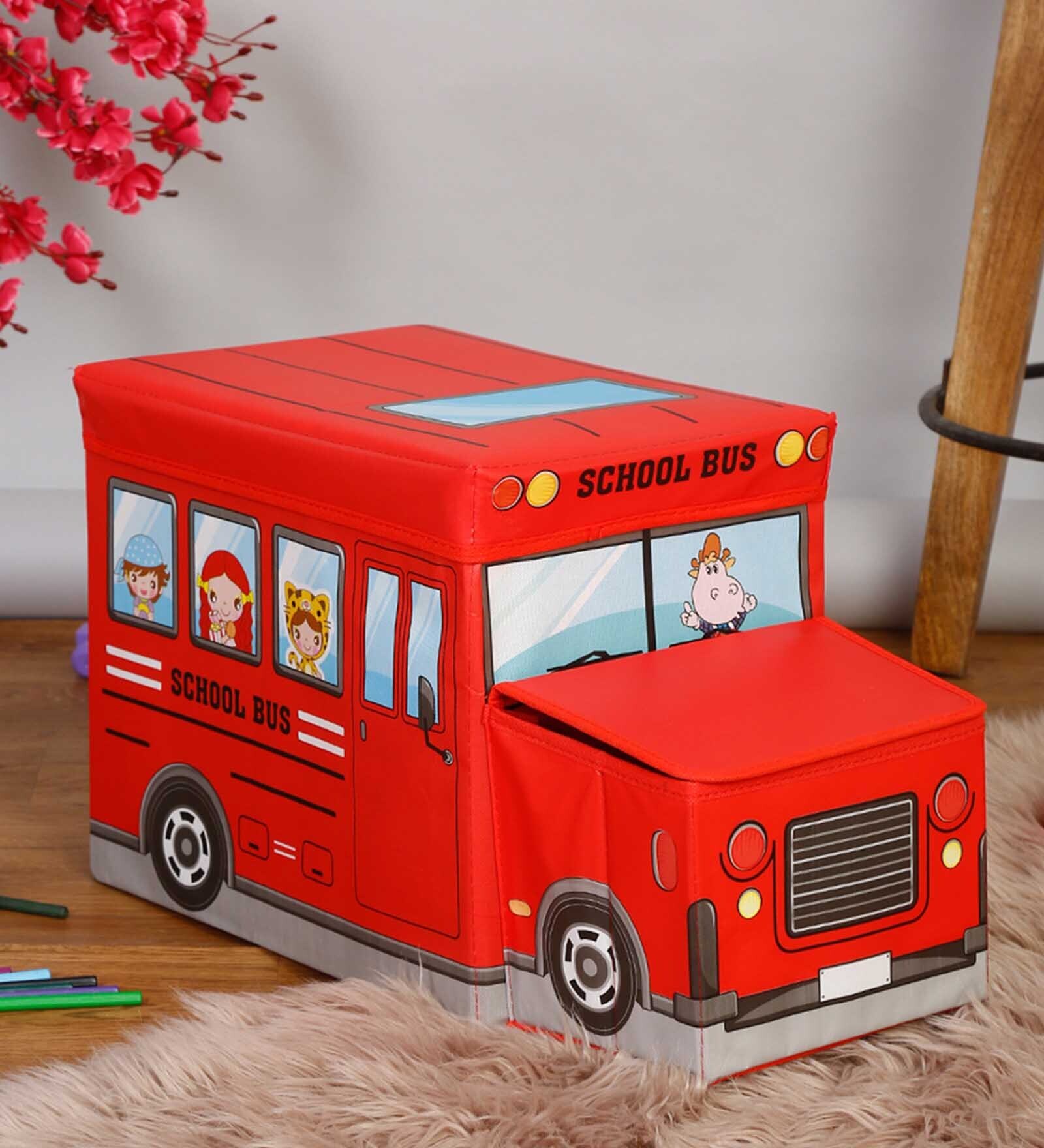 Multipurpose Storage School Bus In Red Colour