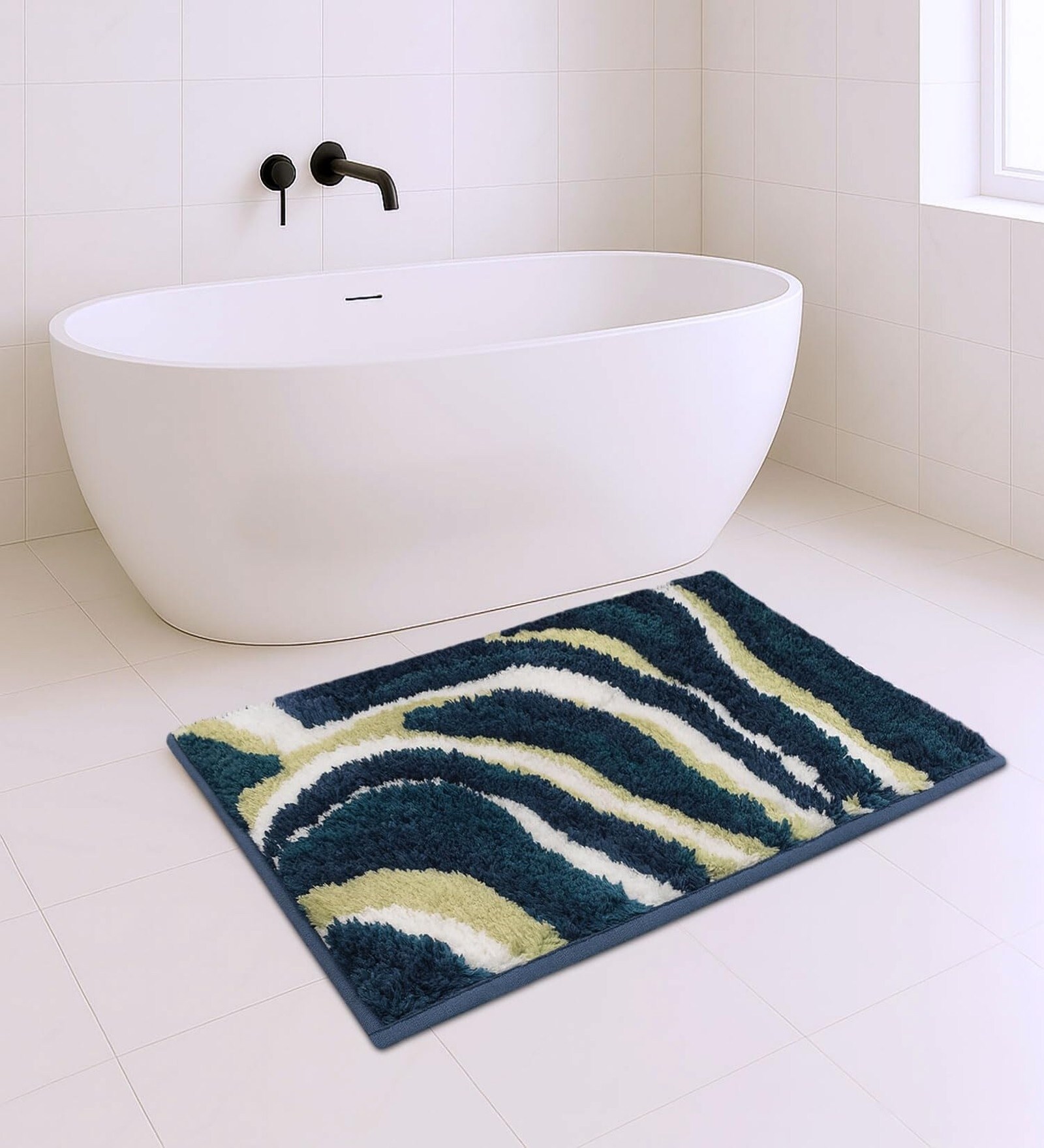 Multiwaves Green Microfiber 16x24 Inches Super Soft Bath Mat
