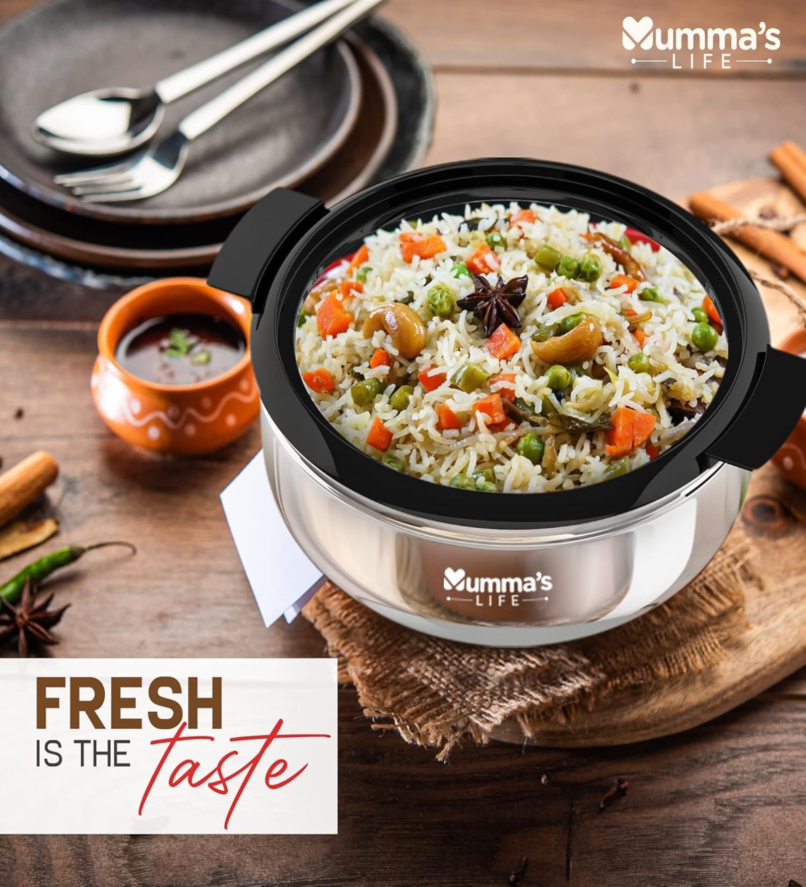 Stainless Steel Thermoware Casserole with Glass Lid 2500ml