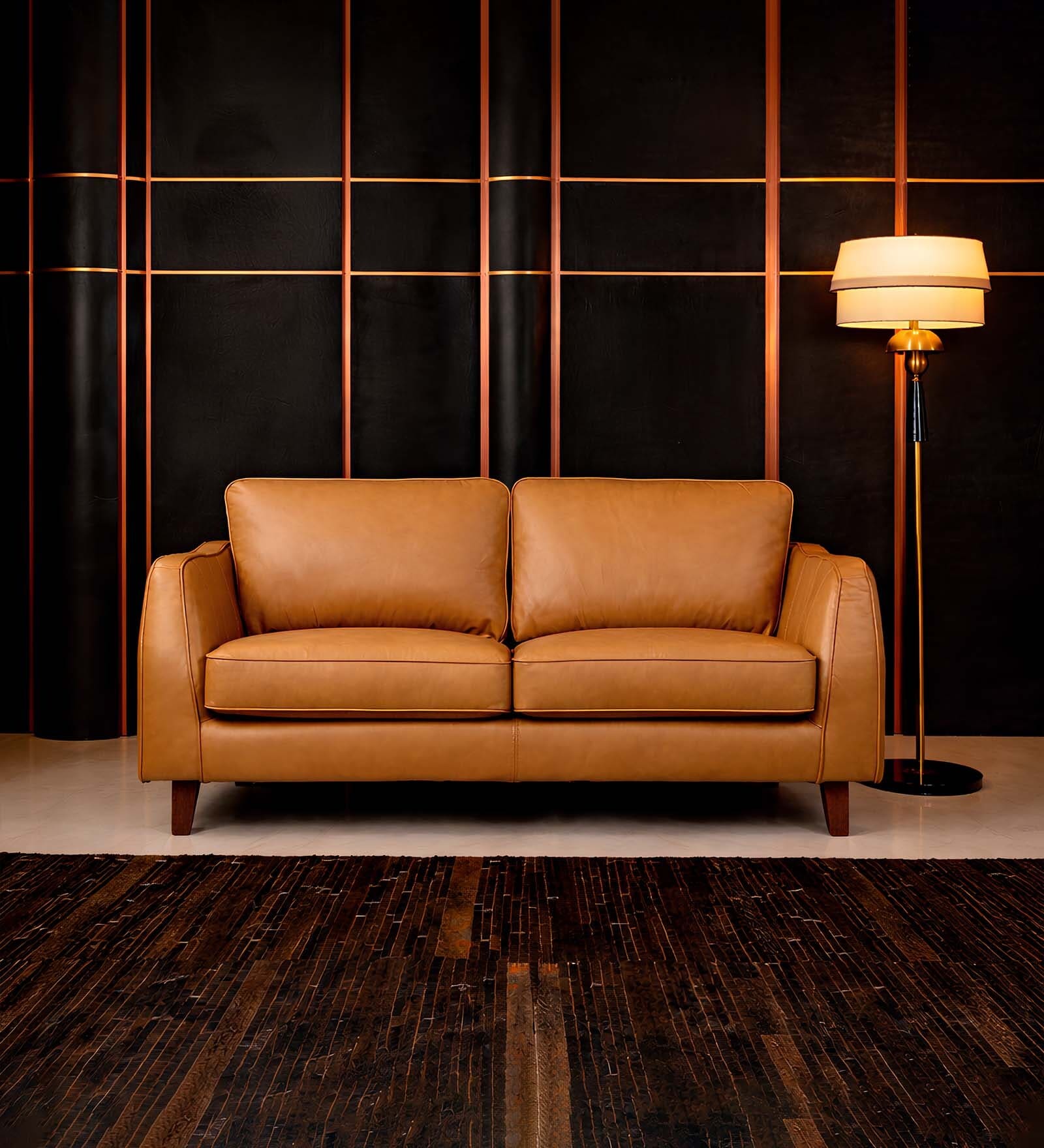 Muscat Leatherette 2 Seater Sofa in Tan Color