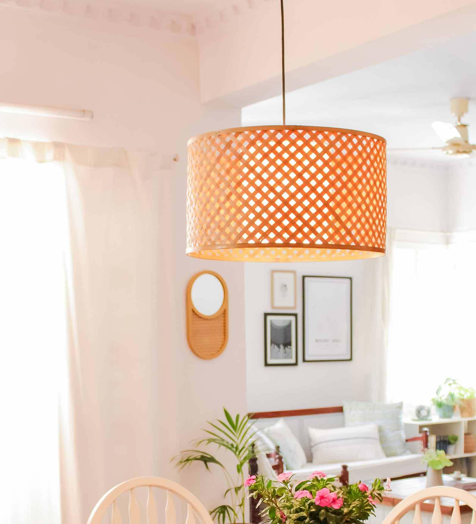 Hydra Orange & Natural Bamboo Hanging Light