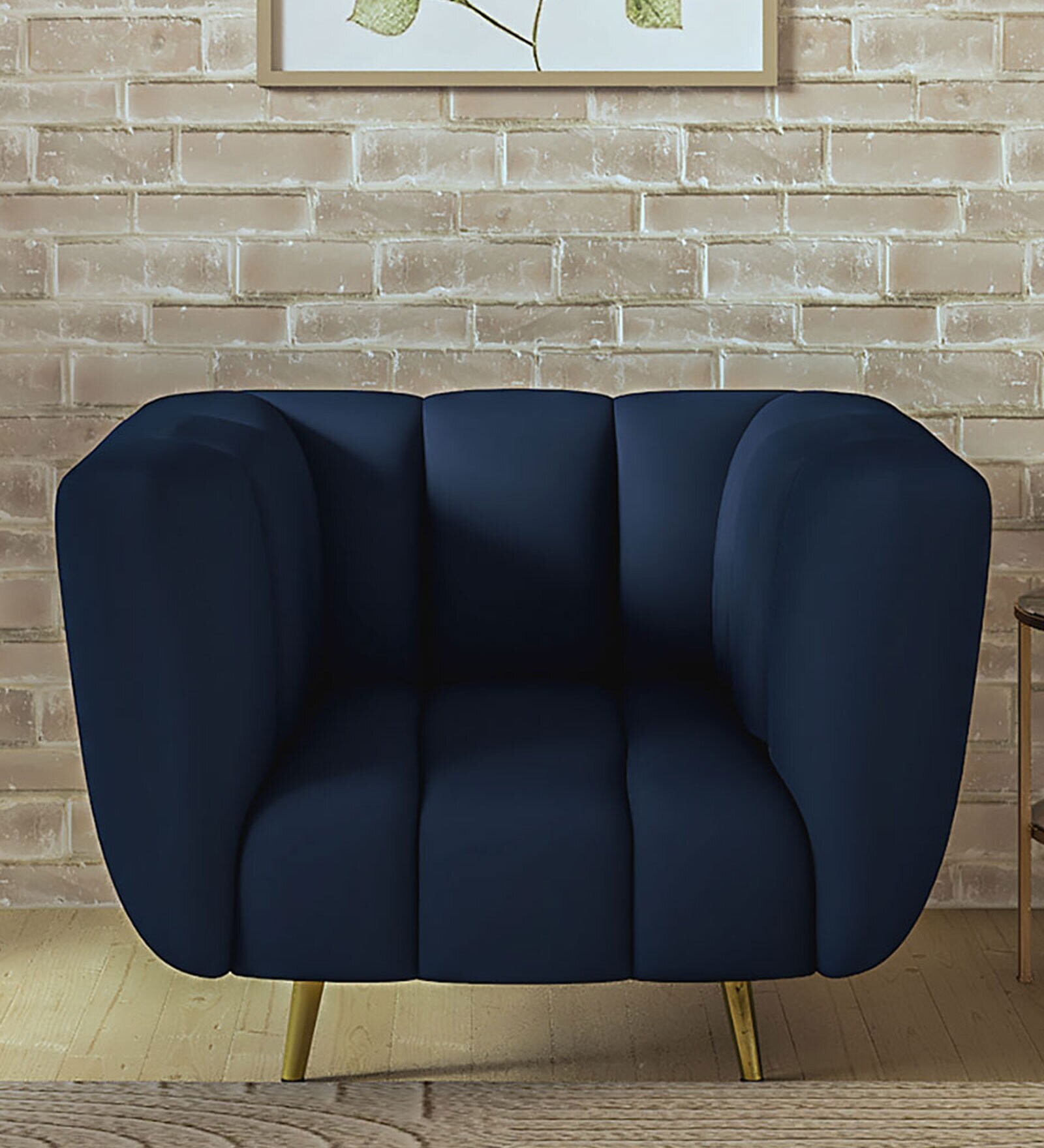 Mushy Fabric 1 Seater Sofa in Berry Blue Colour
