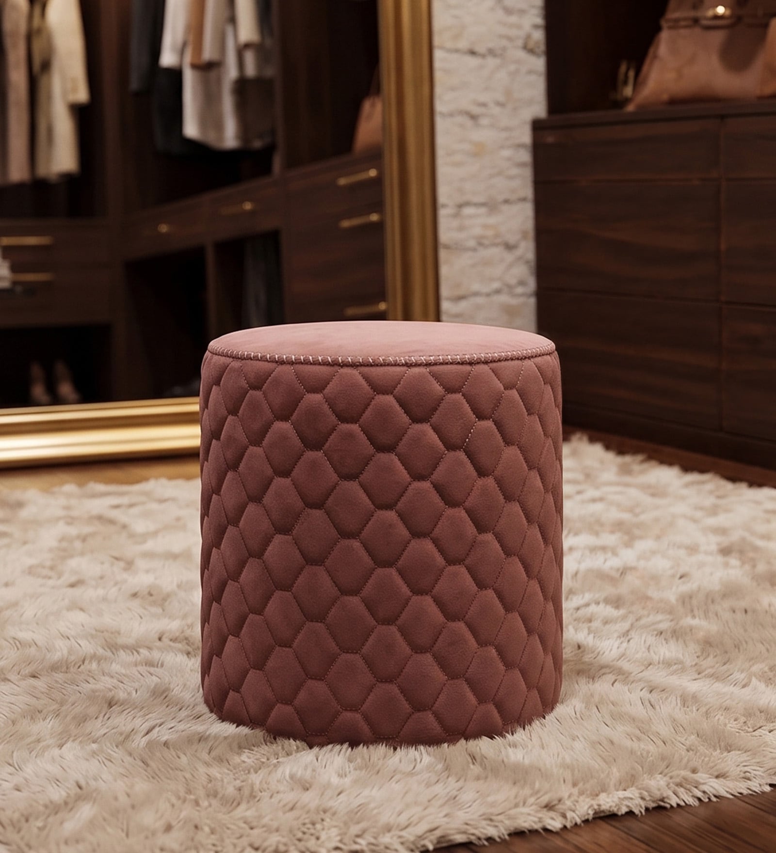 Mushy Velvet Pouffe In Pink Colour