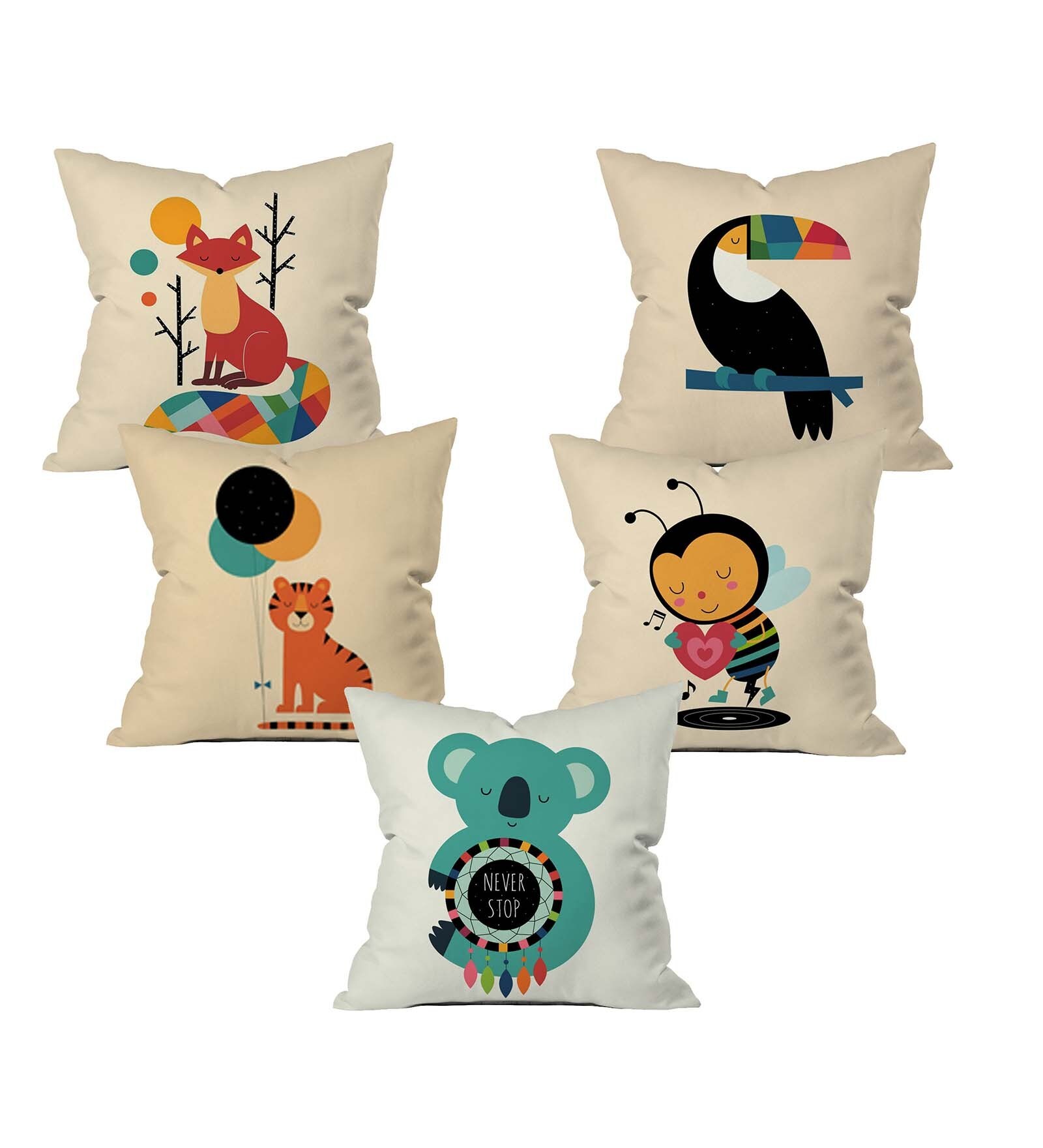 Musical Animals Cushion Cover Set of 5