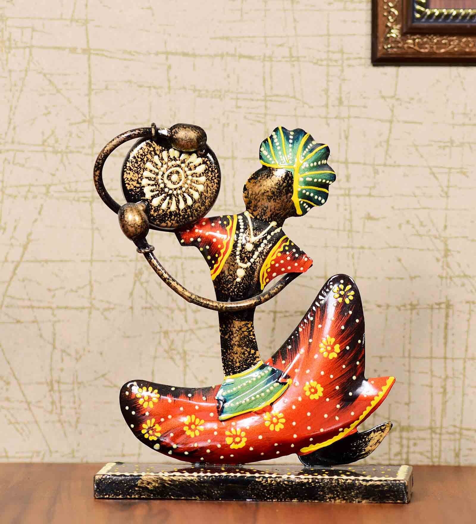 Orange Iron Musician Figurine