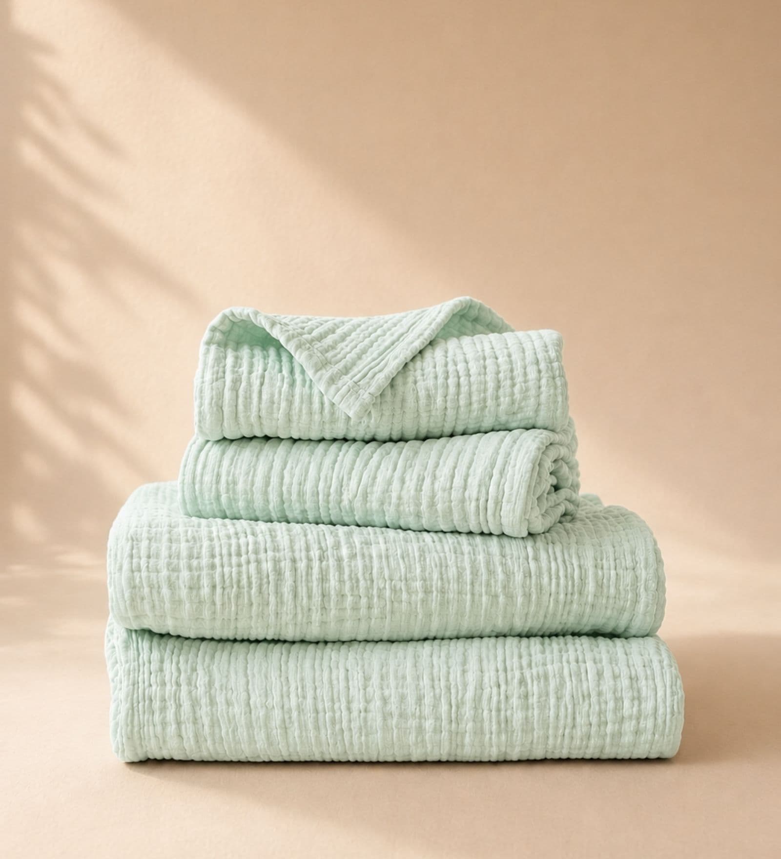 Aqua Green Muslin 4 Layer Bath Towel