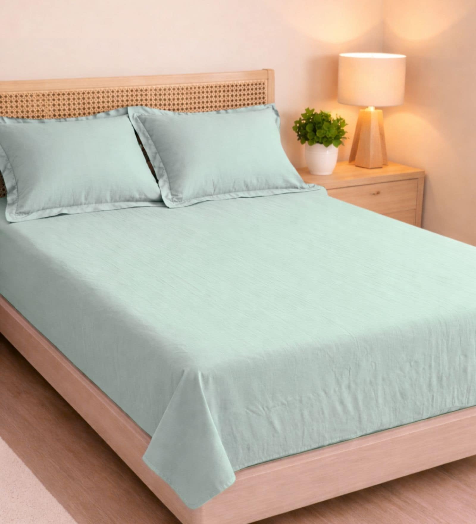 Aqua Green Muslin 4 Layer Bedsheet Set With 1 Bedsheet & 4 Pillow Covers