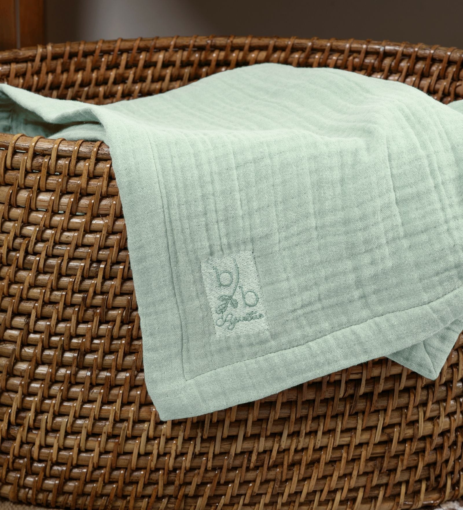 Aqua Green Muslin 4 Layer Hand Towel Set Of 2