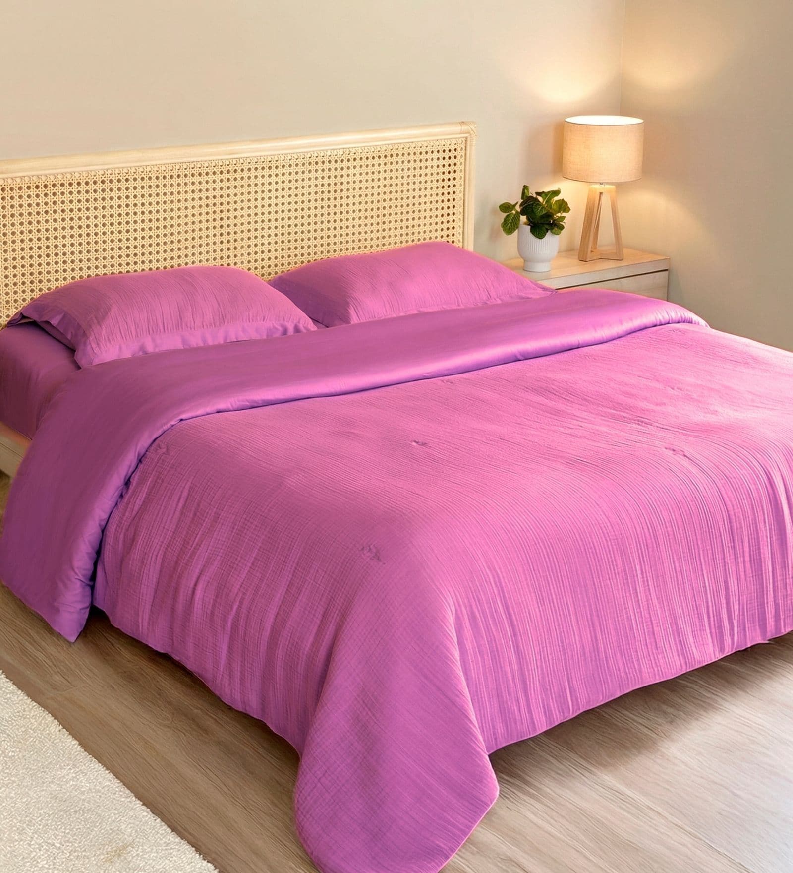 Lavender Muslin 4 Layer Single Duvet With Tulip Embroidery