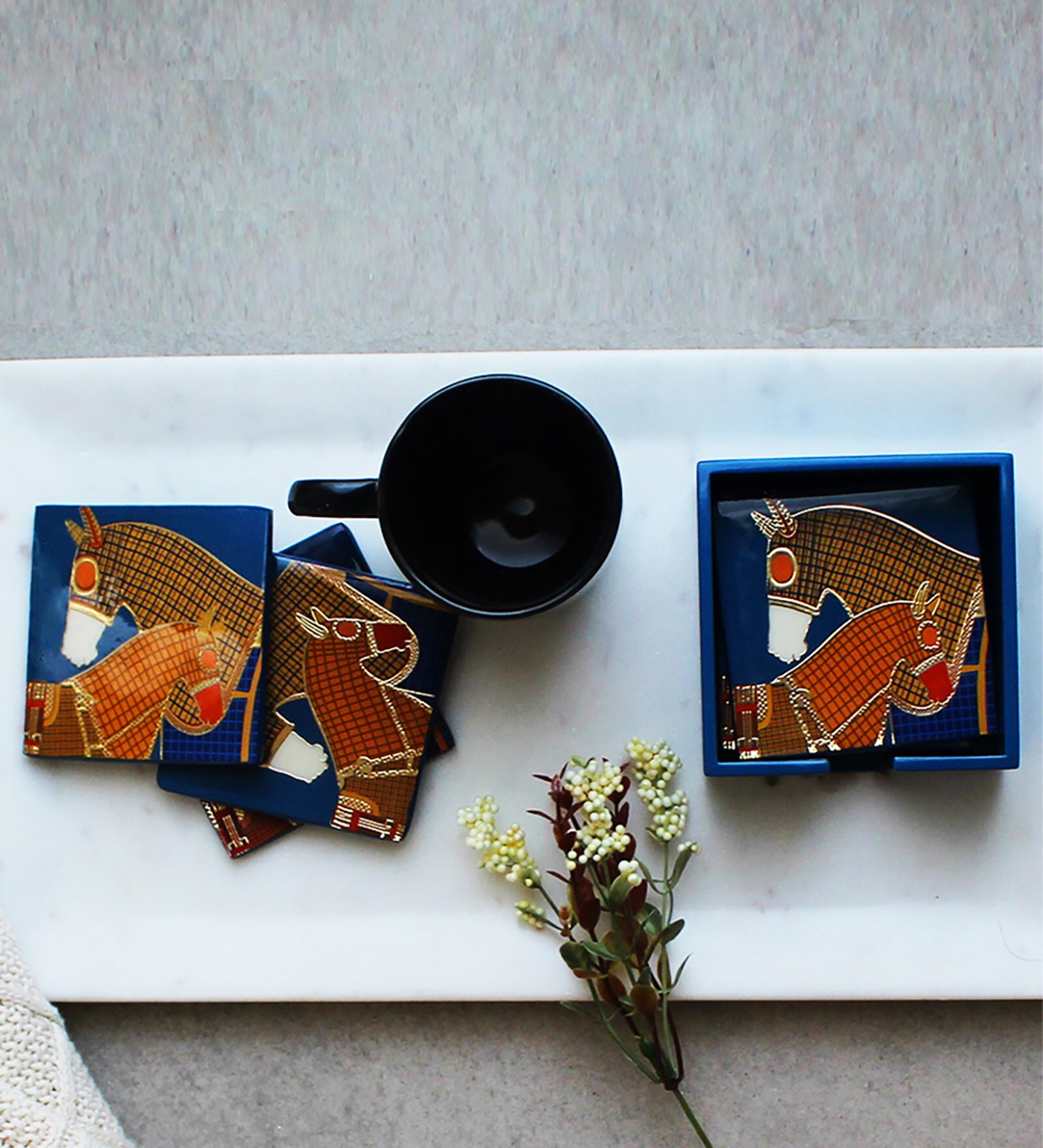 Mustang 2.0 Multi-color MDF Wood (Set of 4) Coaster Set