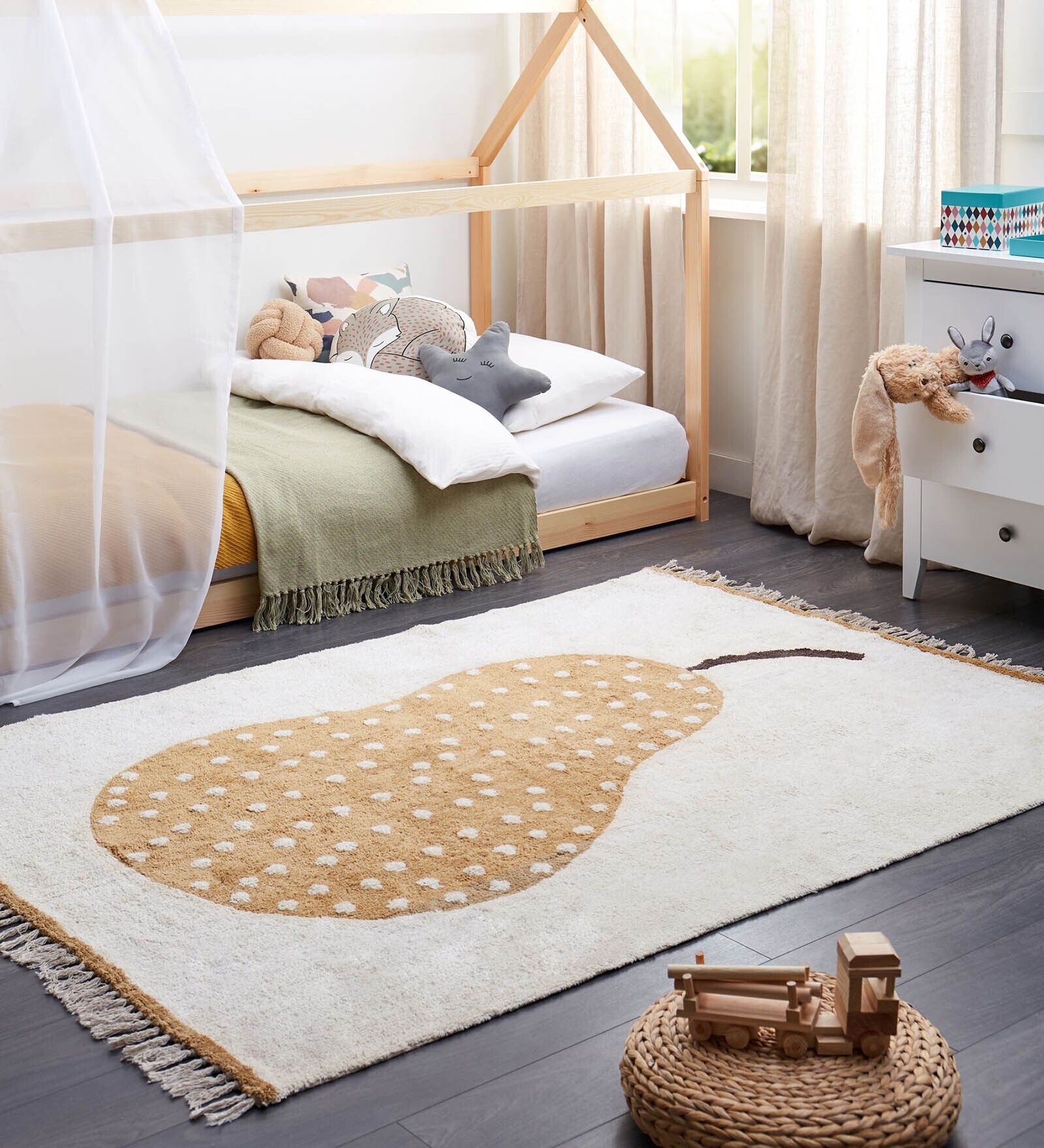 Mustard Abstract Cotton 6 Ft X 4 Ft Hand Tufted Dhurrie