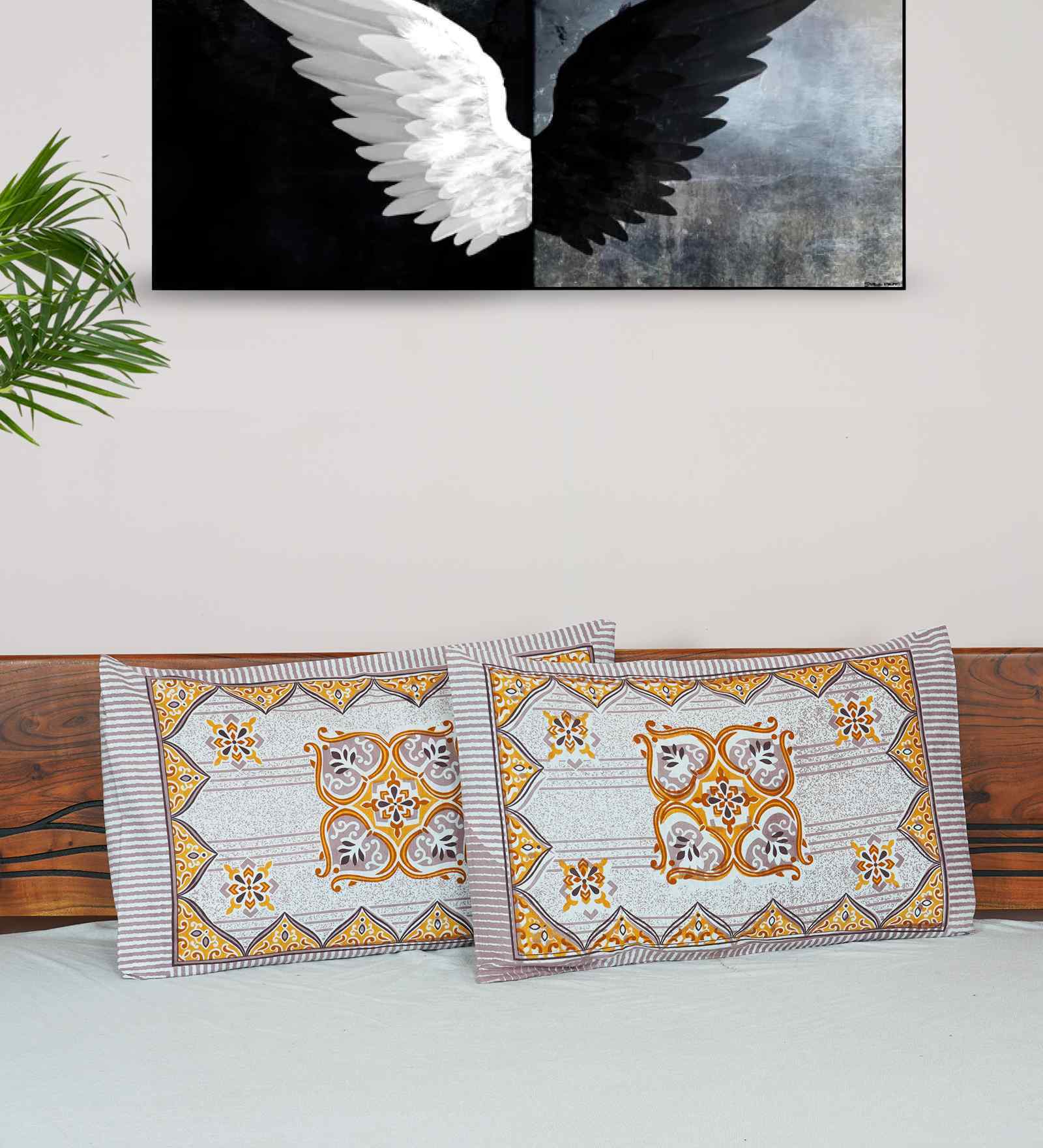 Mustard Cotton Premium Quality 180 TC (17*27 Inches) Pillow Covers Set