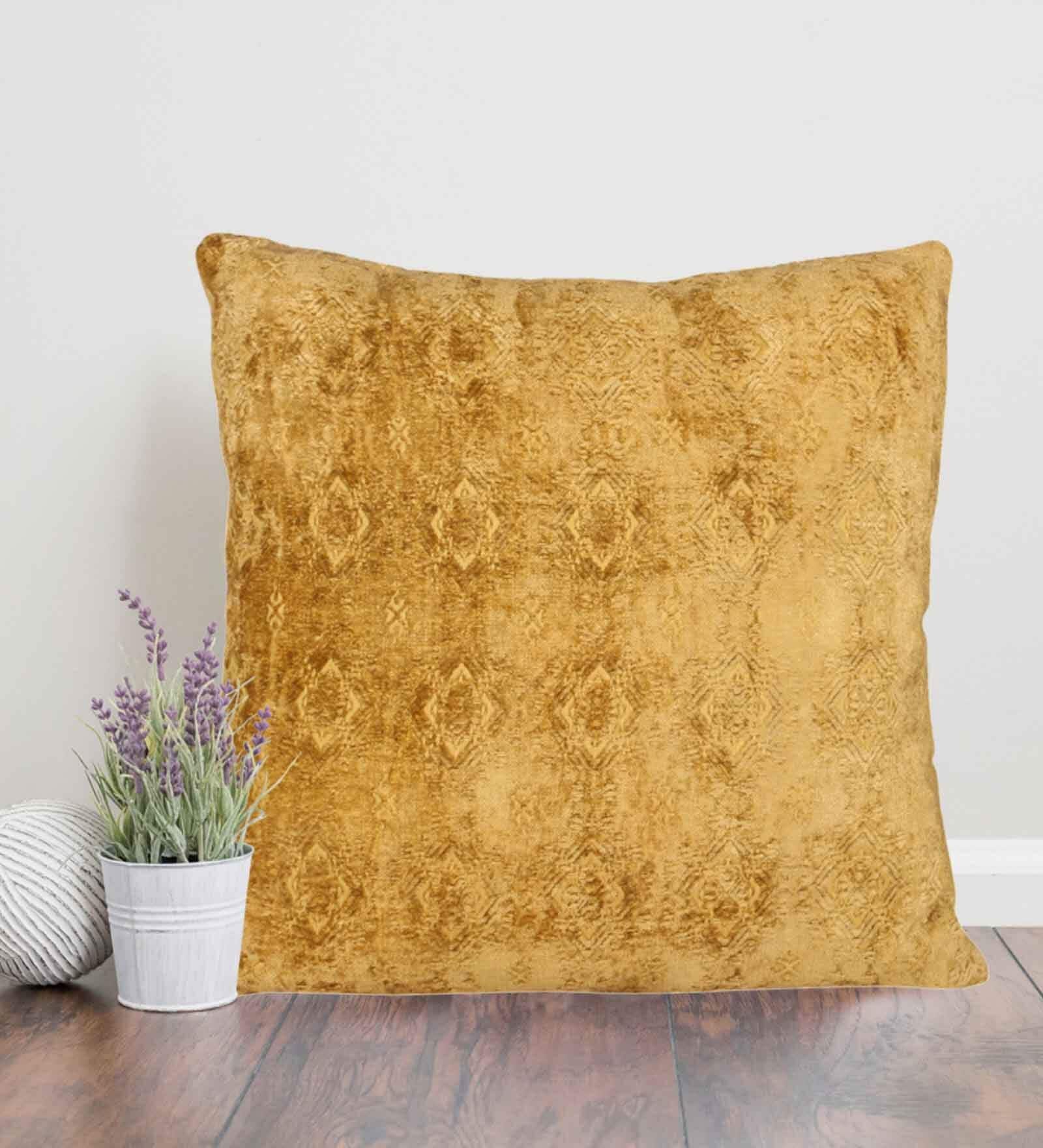 Mustard Traditional Cotton 20 x 20 Inches Cushion Cover