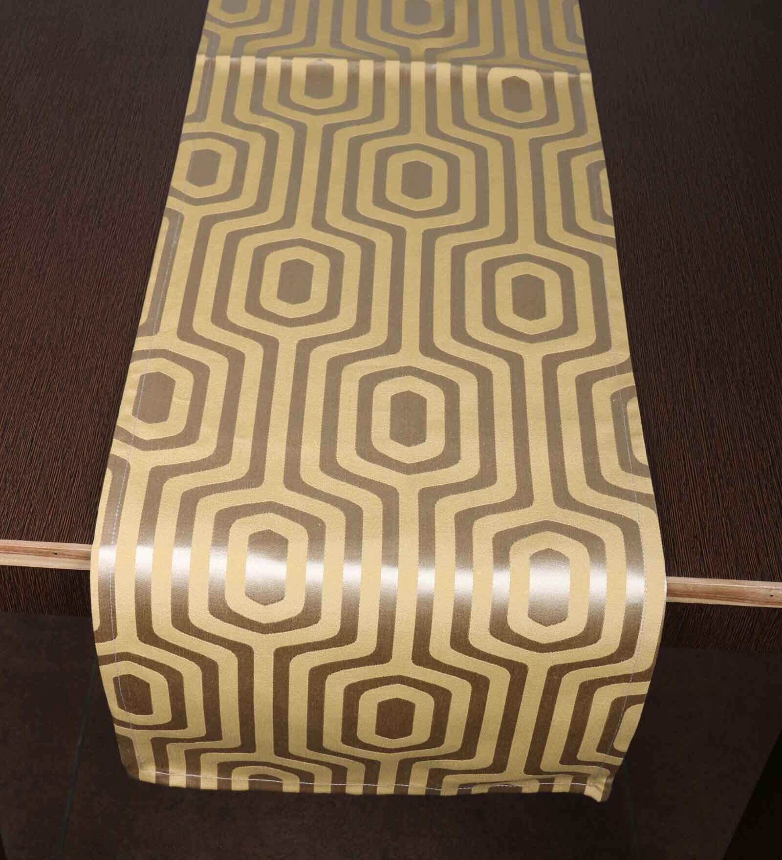 Mustard Hallway Geometric Cotton Jacquard (60 x 13) Table Runner