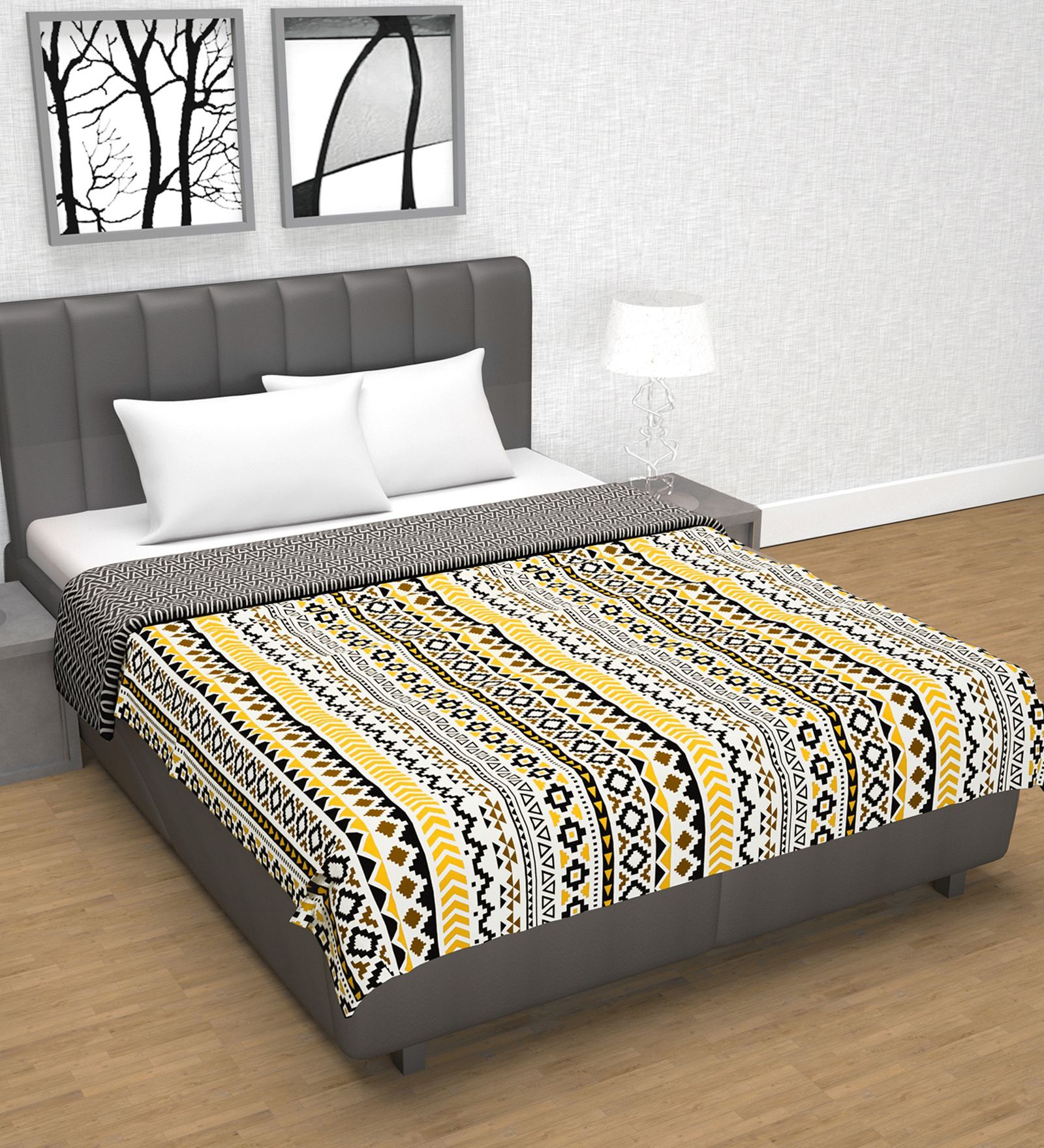 Mustard Mint Microfiber Abstract 120 Gsm Double Dohar