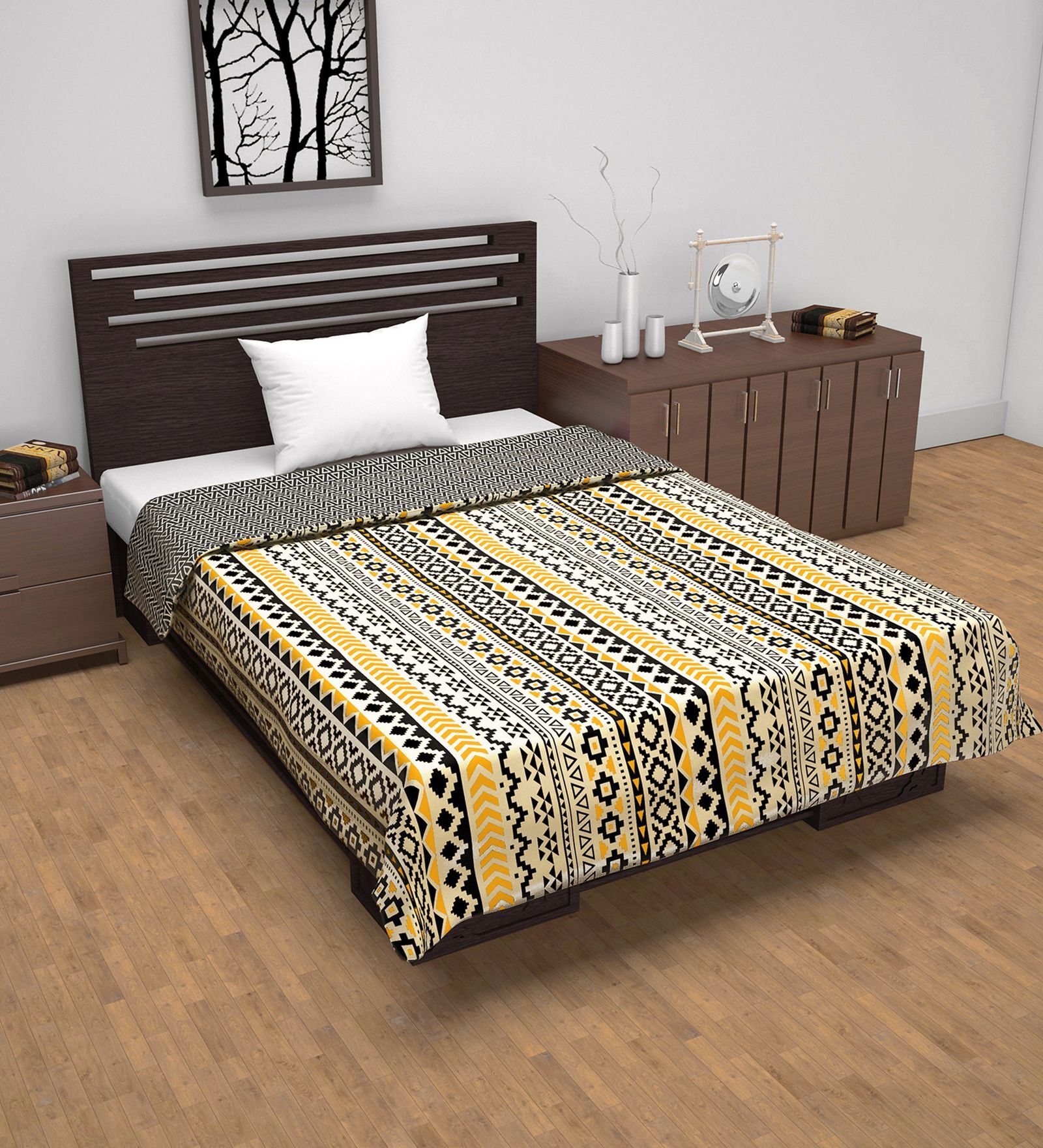 Mustard Mint Microfiber Abstract 120 Gsm Single Dohar