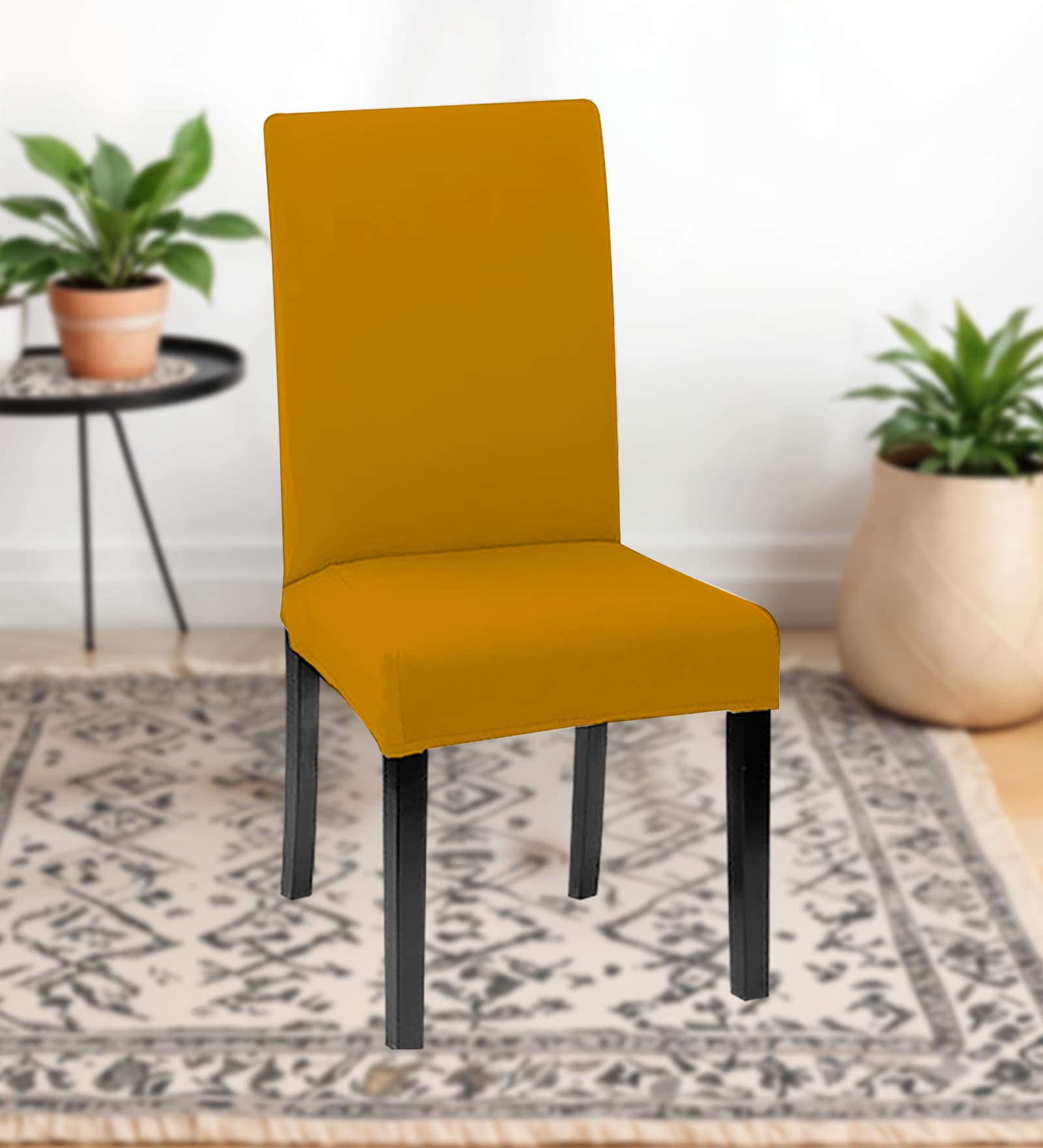 Mustard Polycotton Solid 14x18 Inches Chair Covers  (1 piece)
