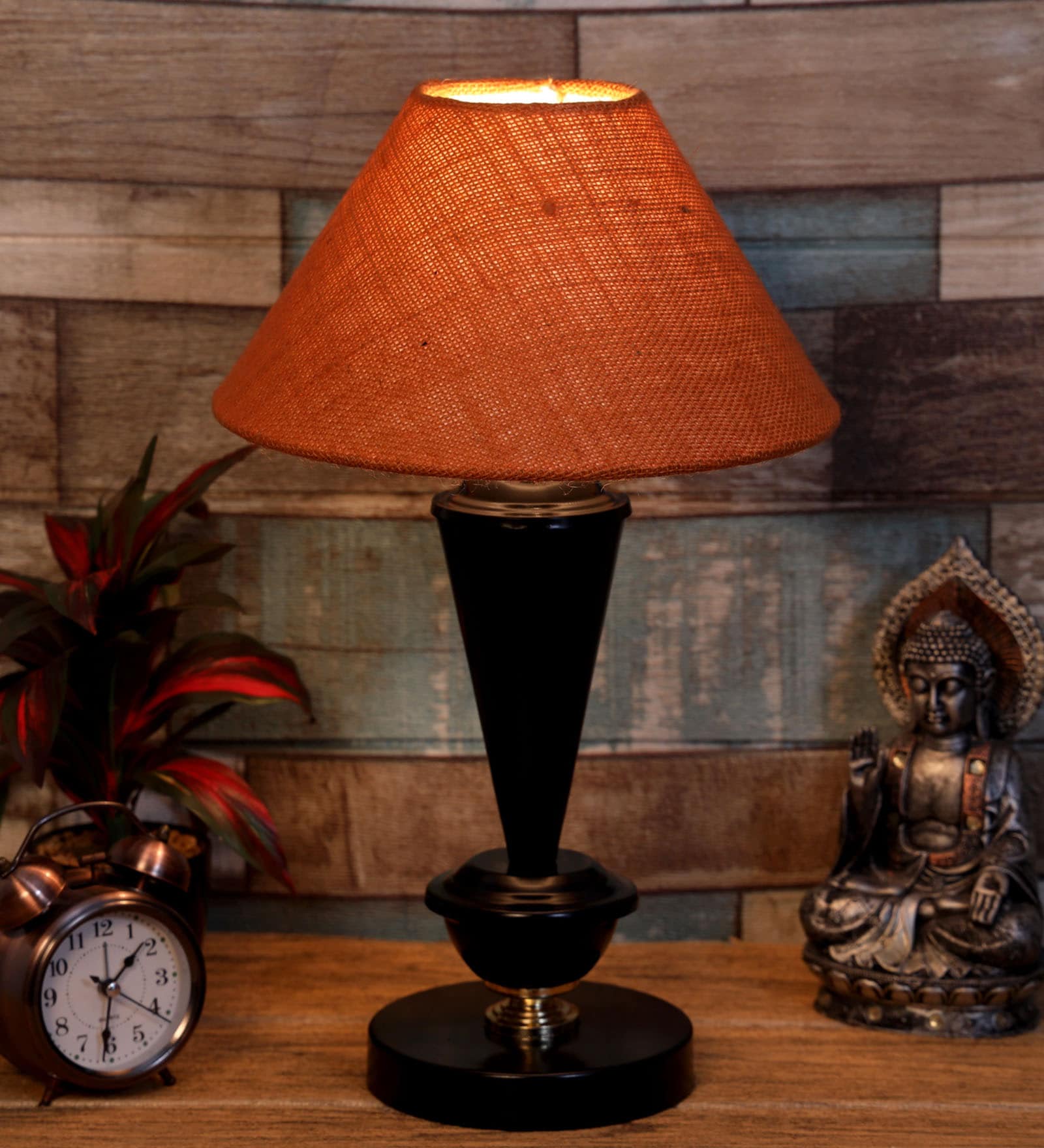 Mustard Shade Table Lamp With Metal Base